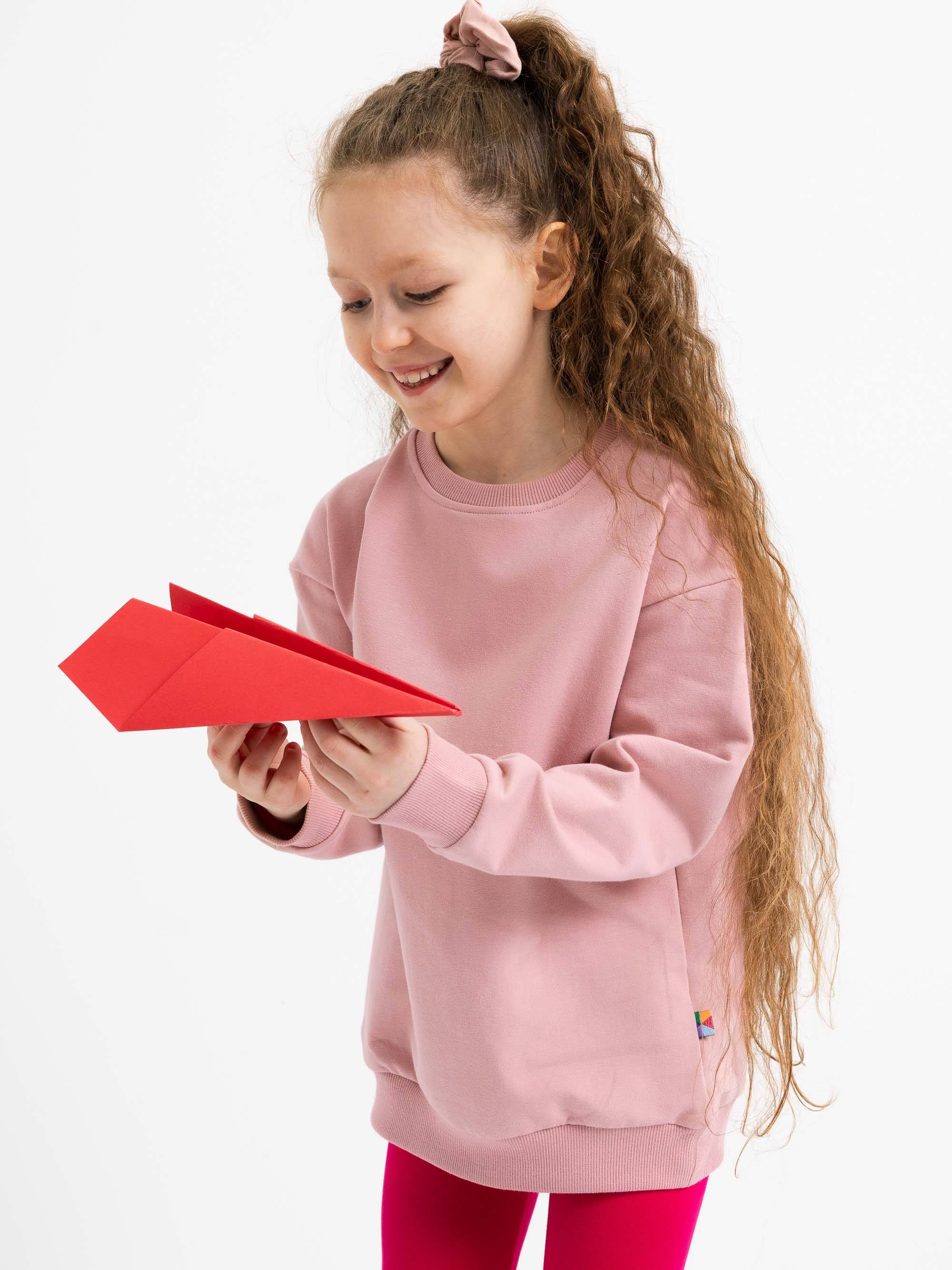 Pudroworóżowa bluza dresowa z meszkiem Junior
