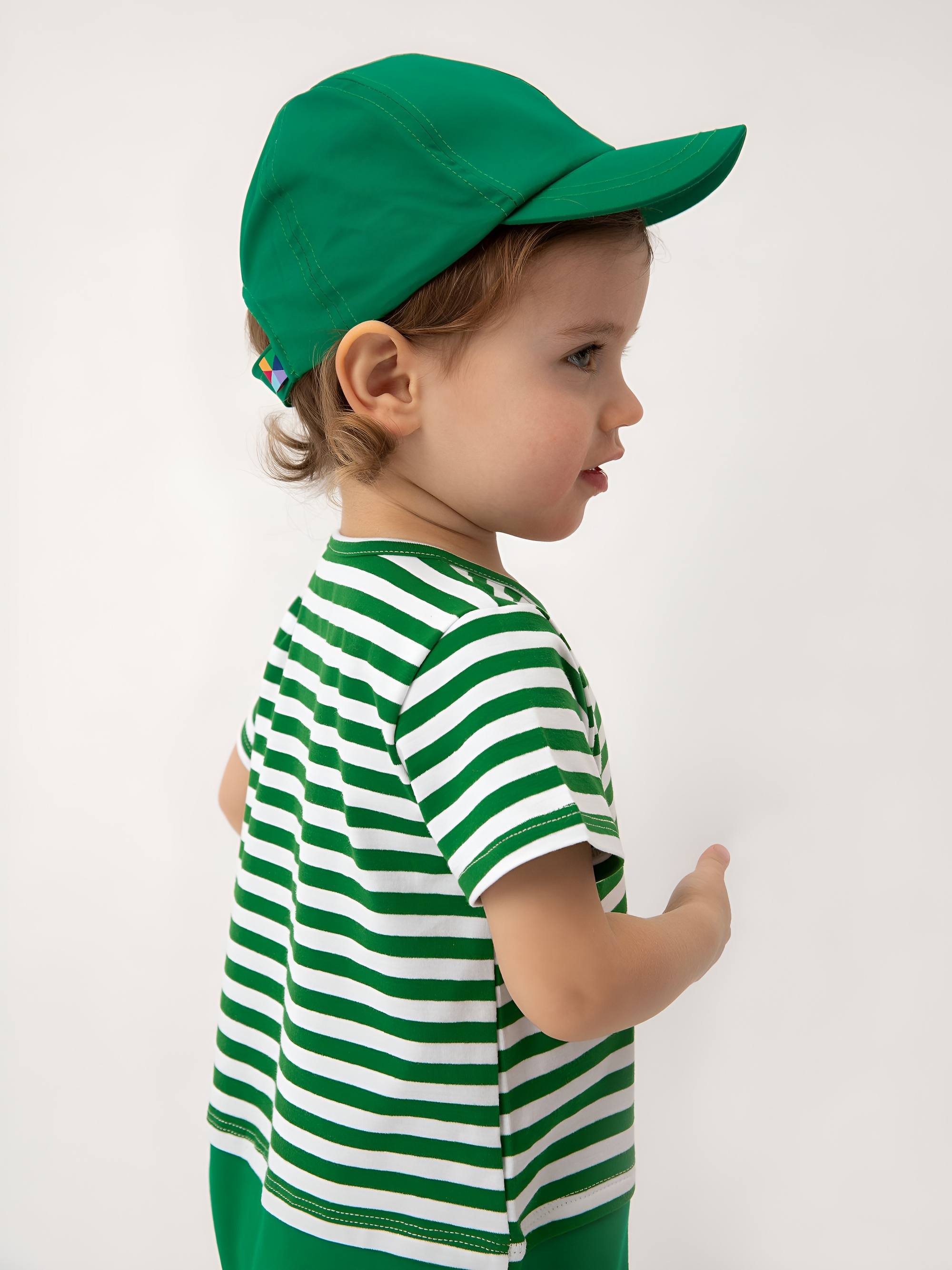 Green stripes striped short sleeve romper Baby