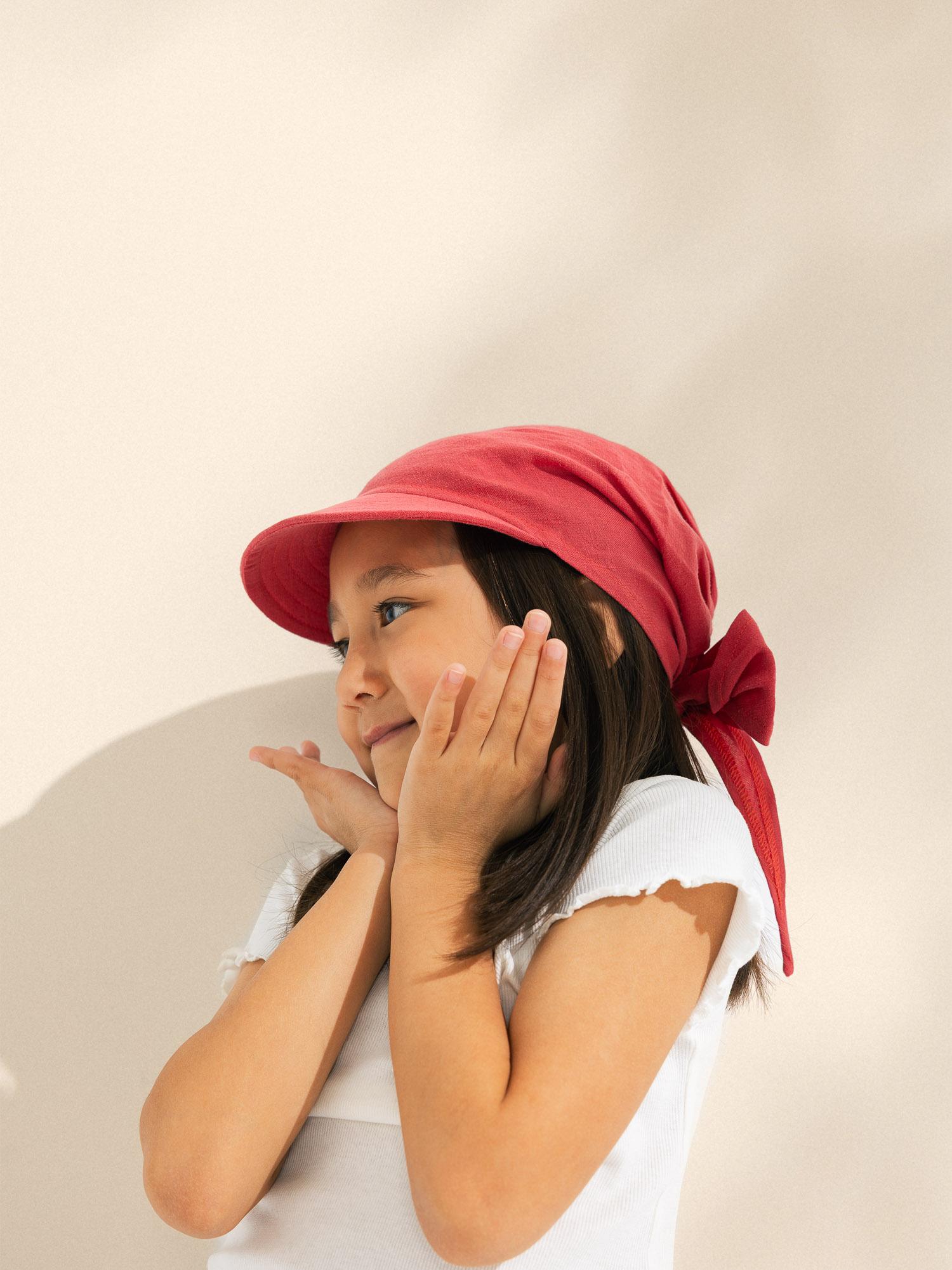 Koralowa bandana lniana
