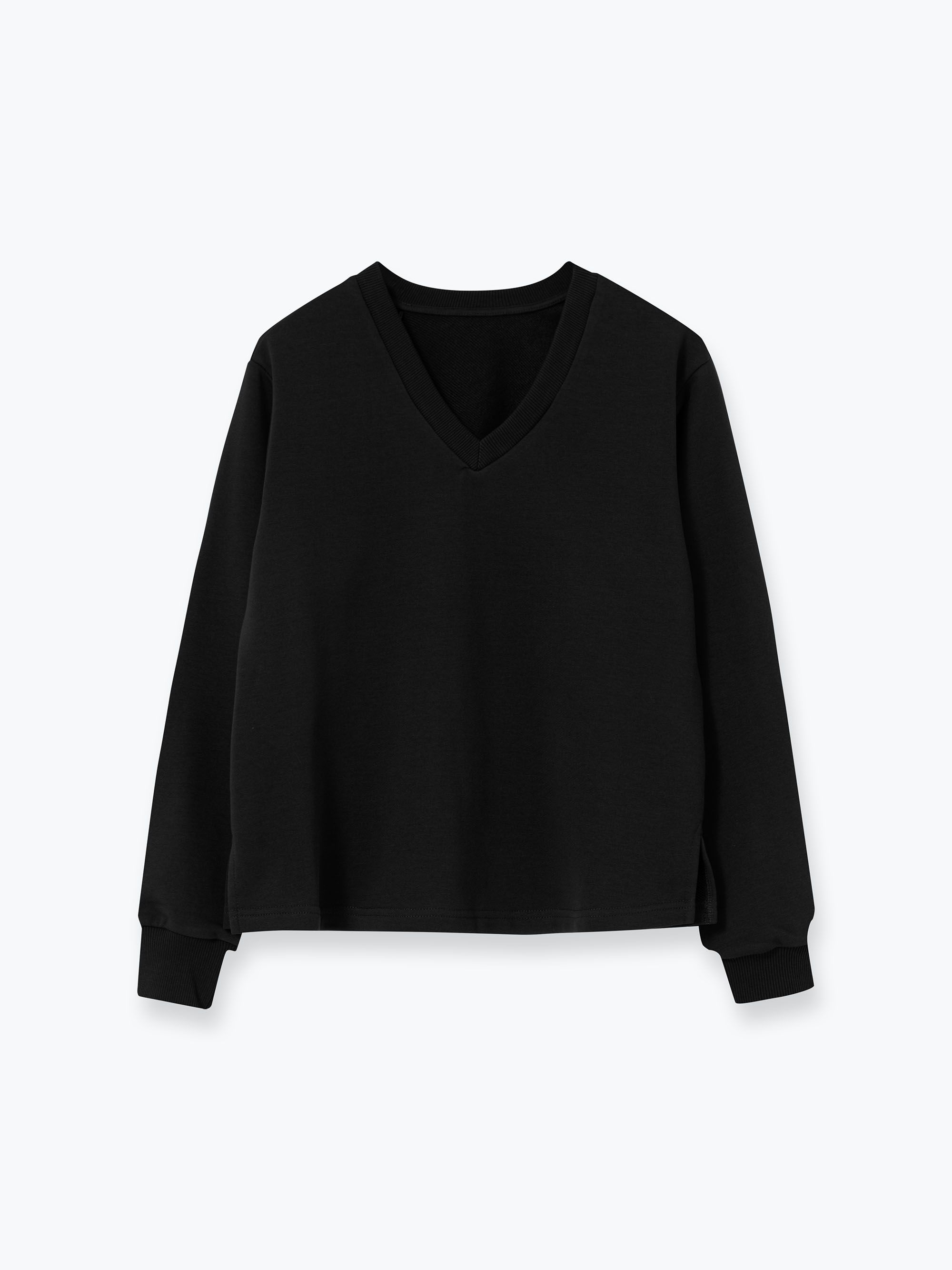 Czarna bluza w serek z dresówki diagonalnej damska