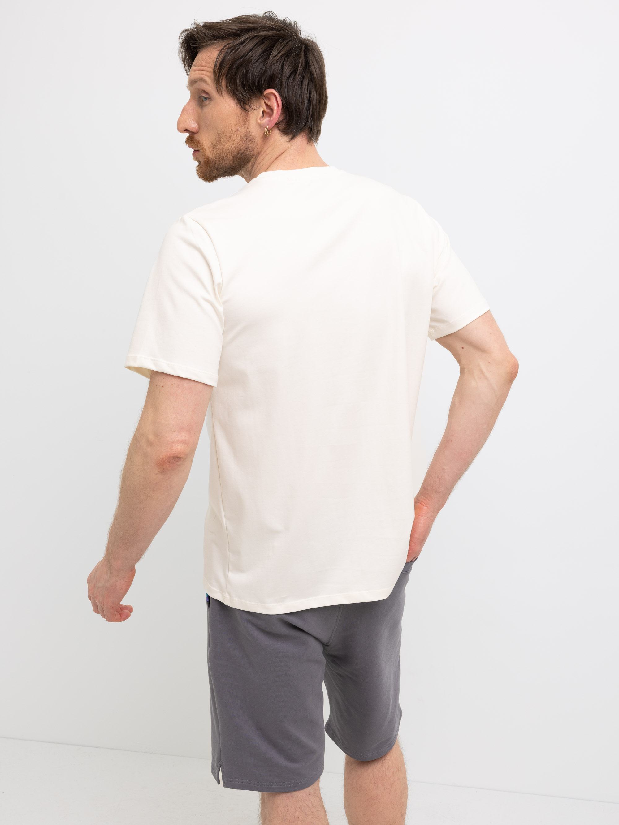 Cream white ribbed T-shirt Men
