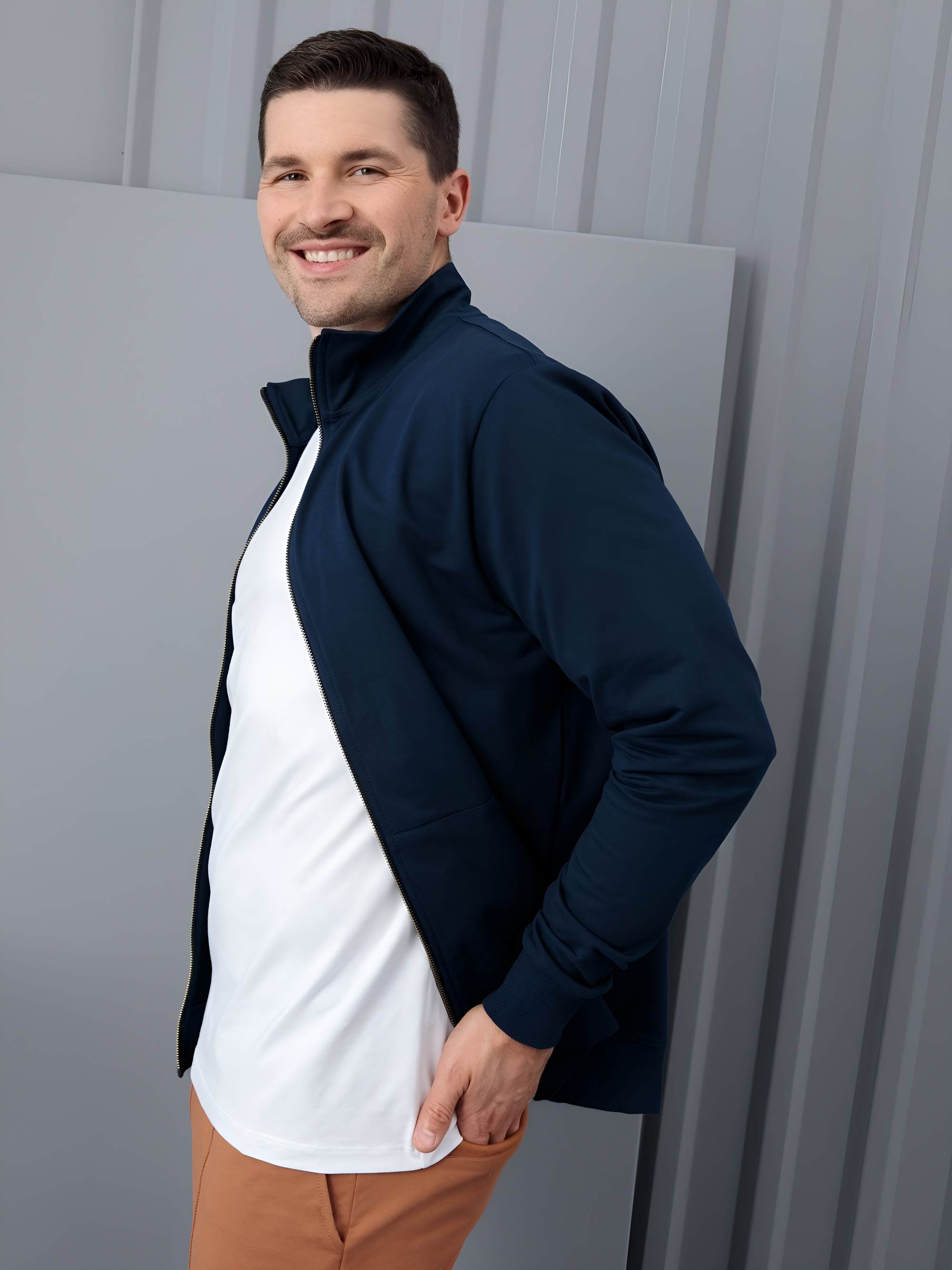 Granatowa bluza ze stójką męska