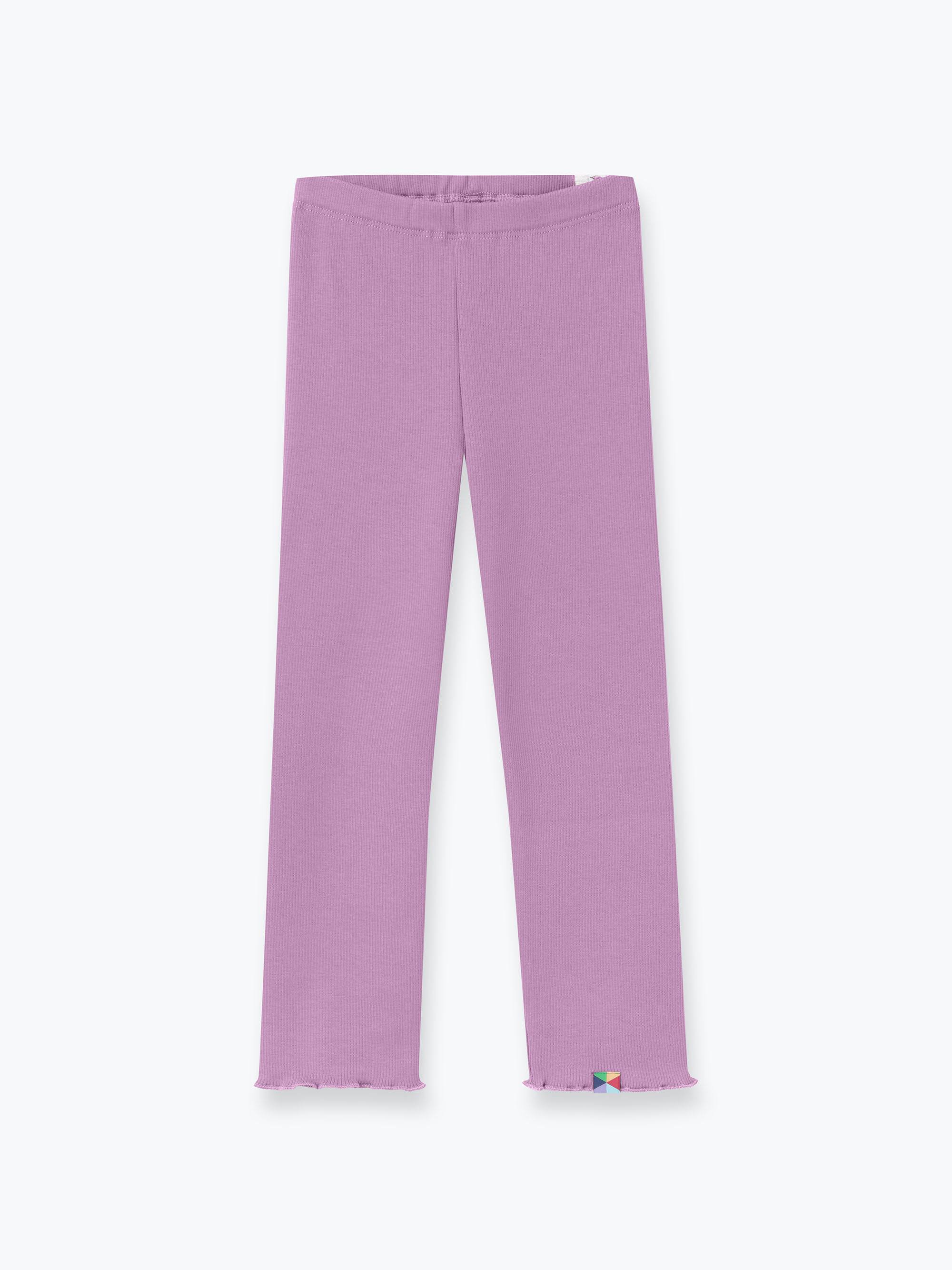 Jasnofioletowe legginsy prążkowane