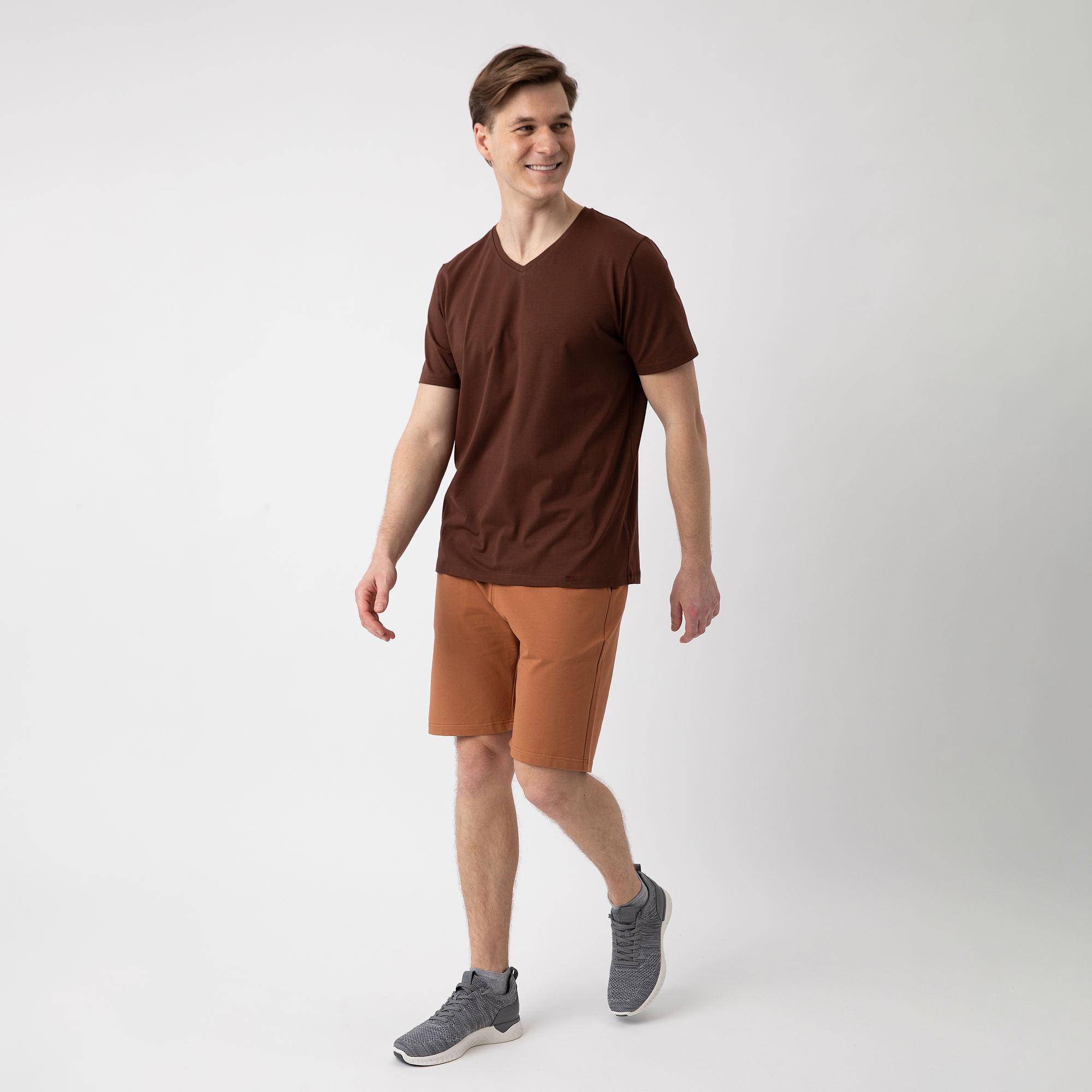 Brązowy t-shirt w serek męski