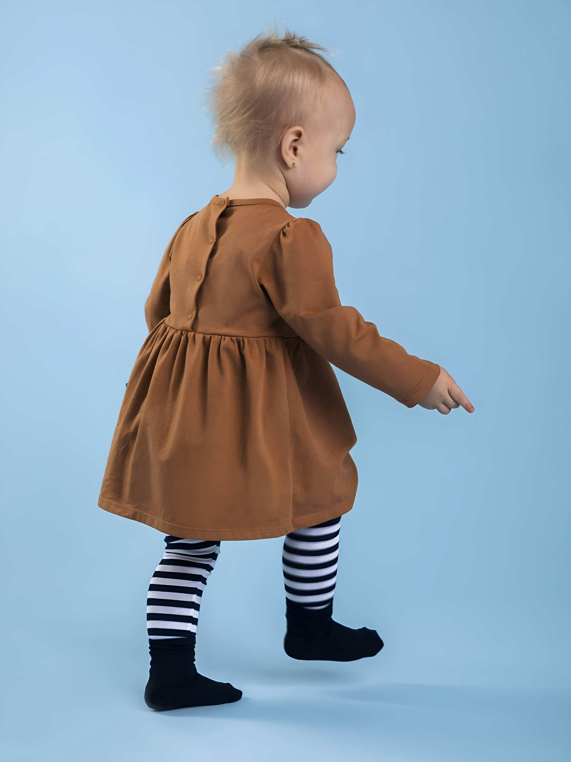 Caramel long sleeve bodysuit dress