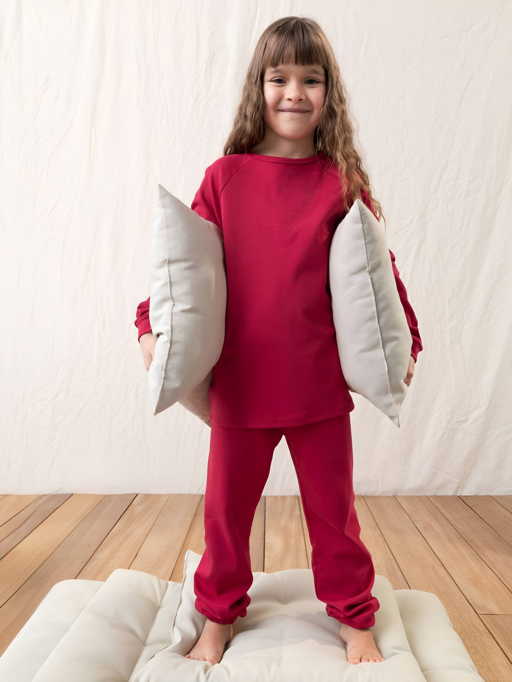 Raspberry red interlock cotton pajama