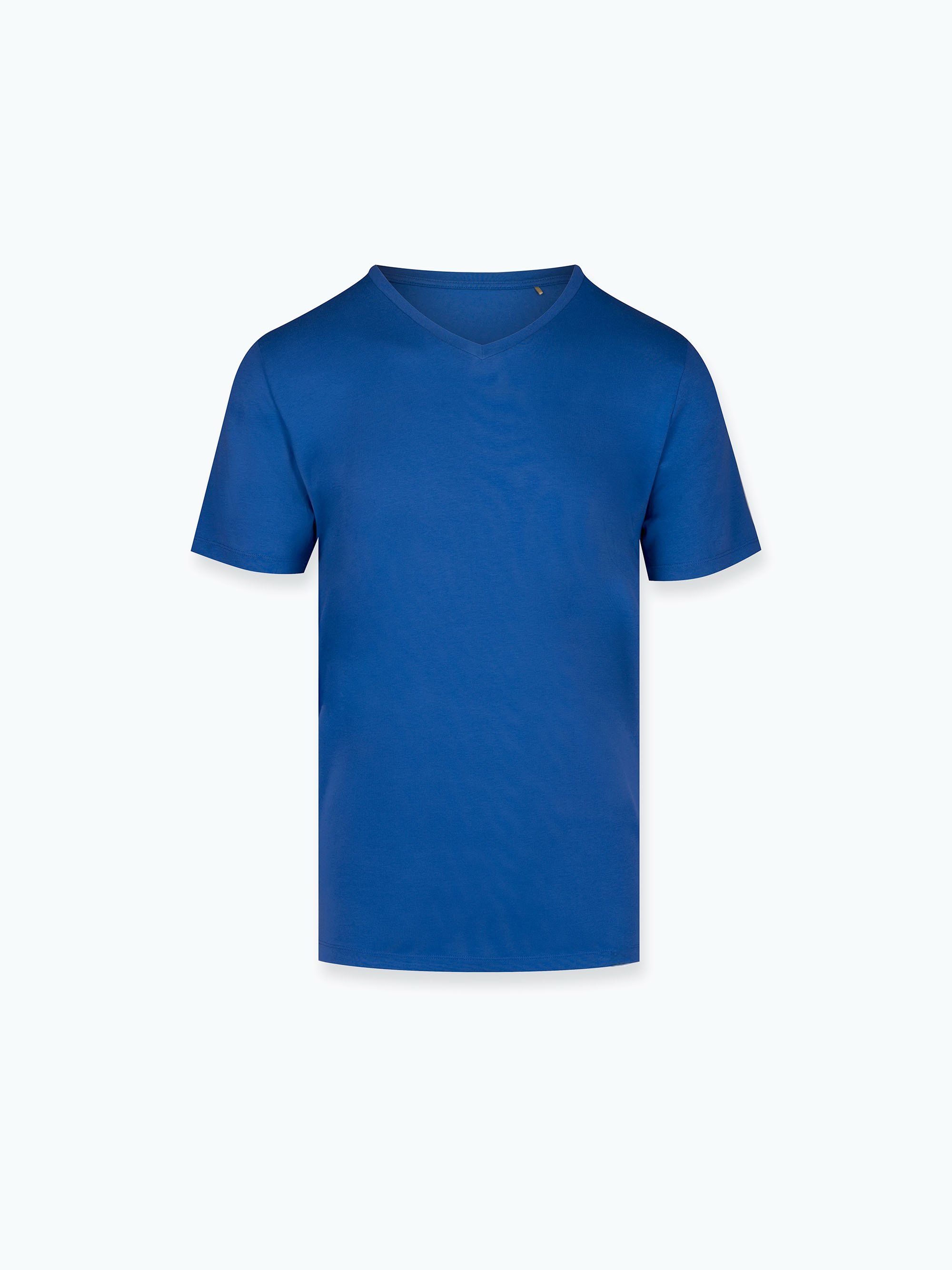 Niebieski T-shirt w serek męski