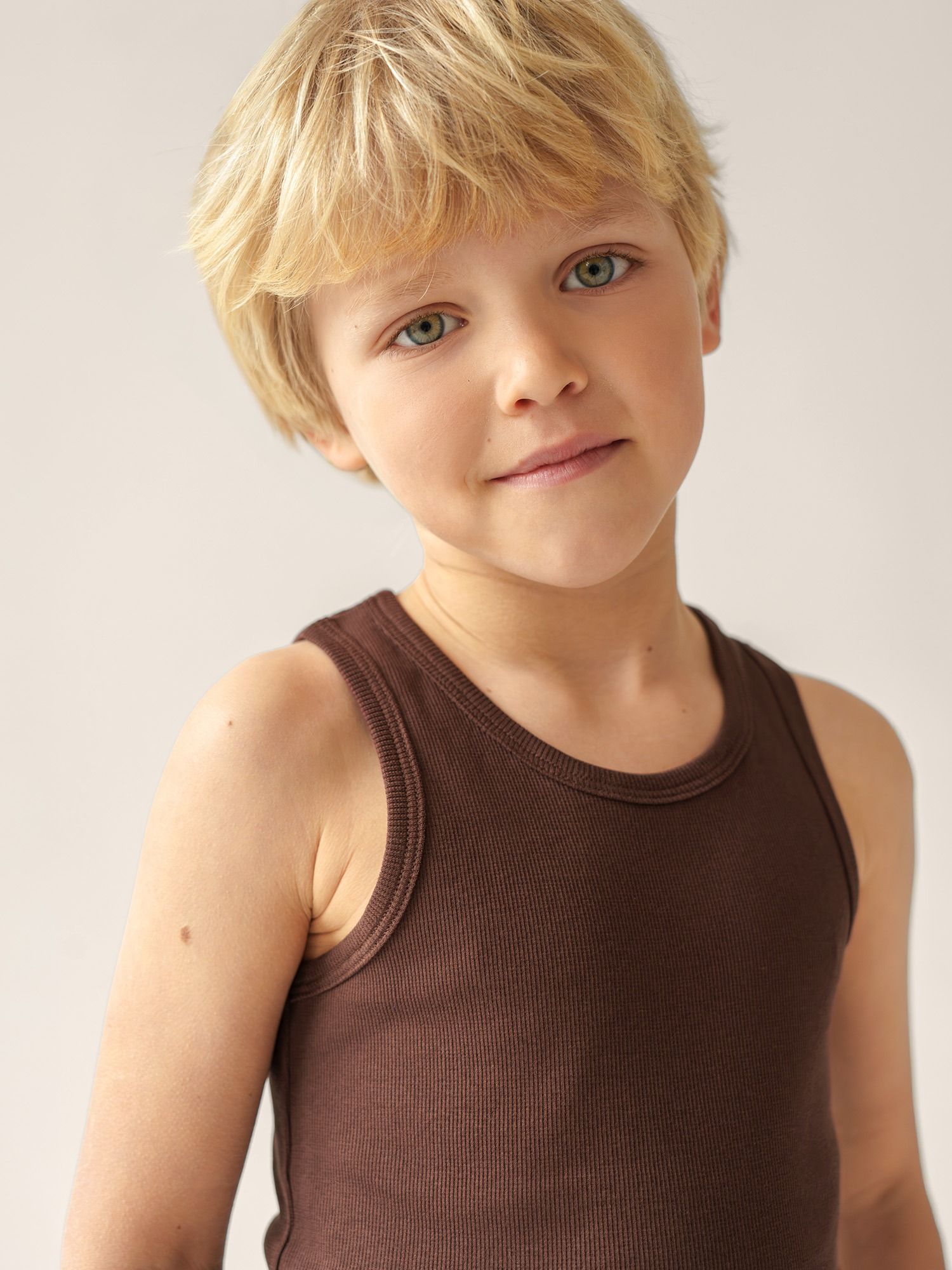 Brown Ribbed Sleeveless Top