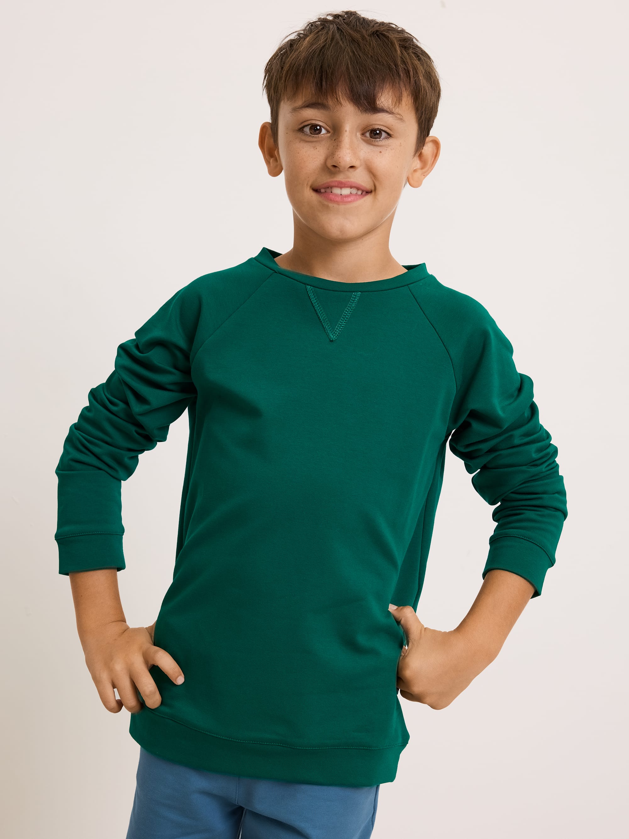 Bottle-green pullover sweatshirt