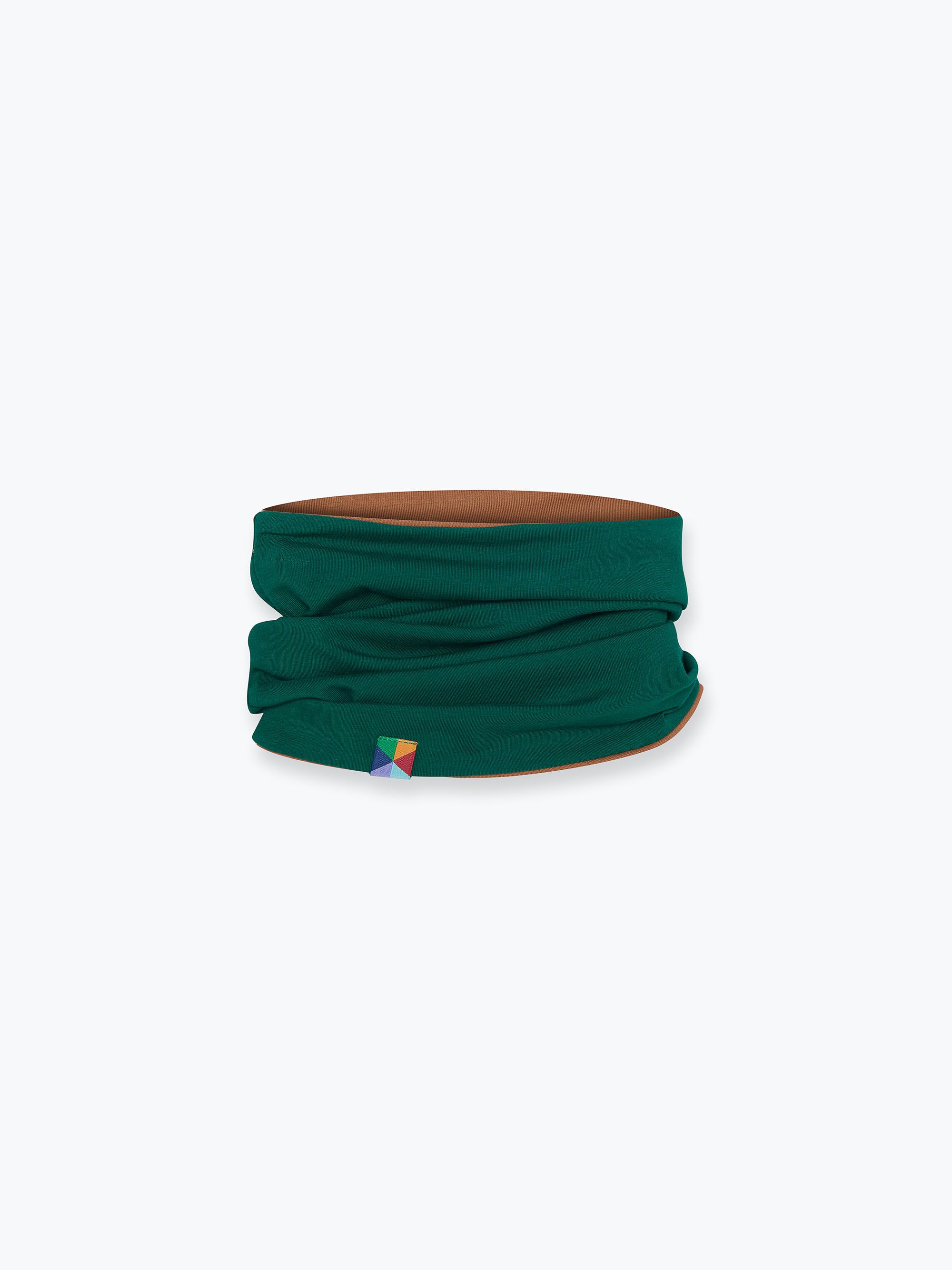 Bottle-green - caramel reversible neck warmer Junior