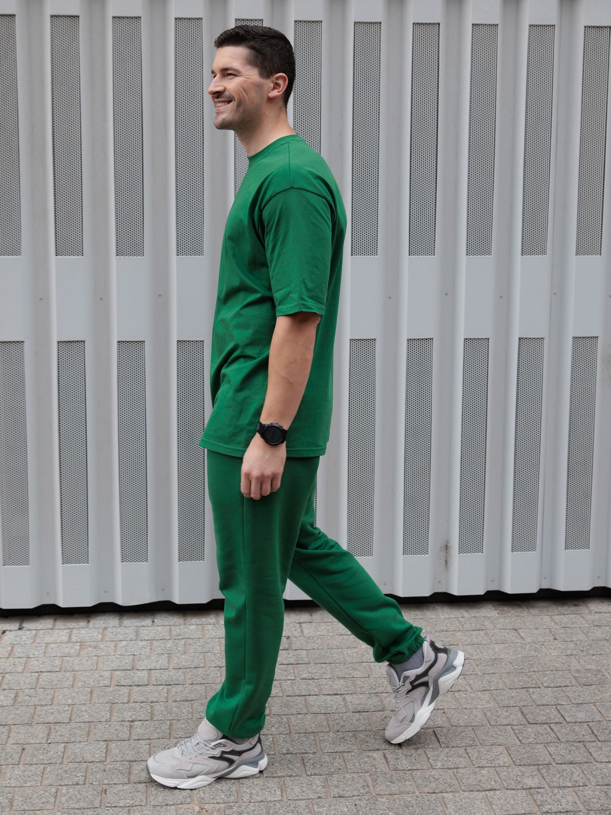 Ciemnozielony T-shirt oversize męski