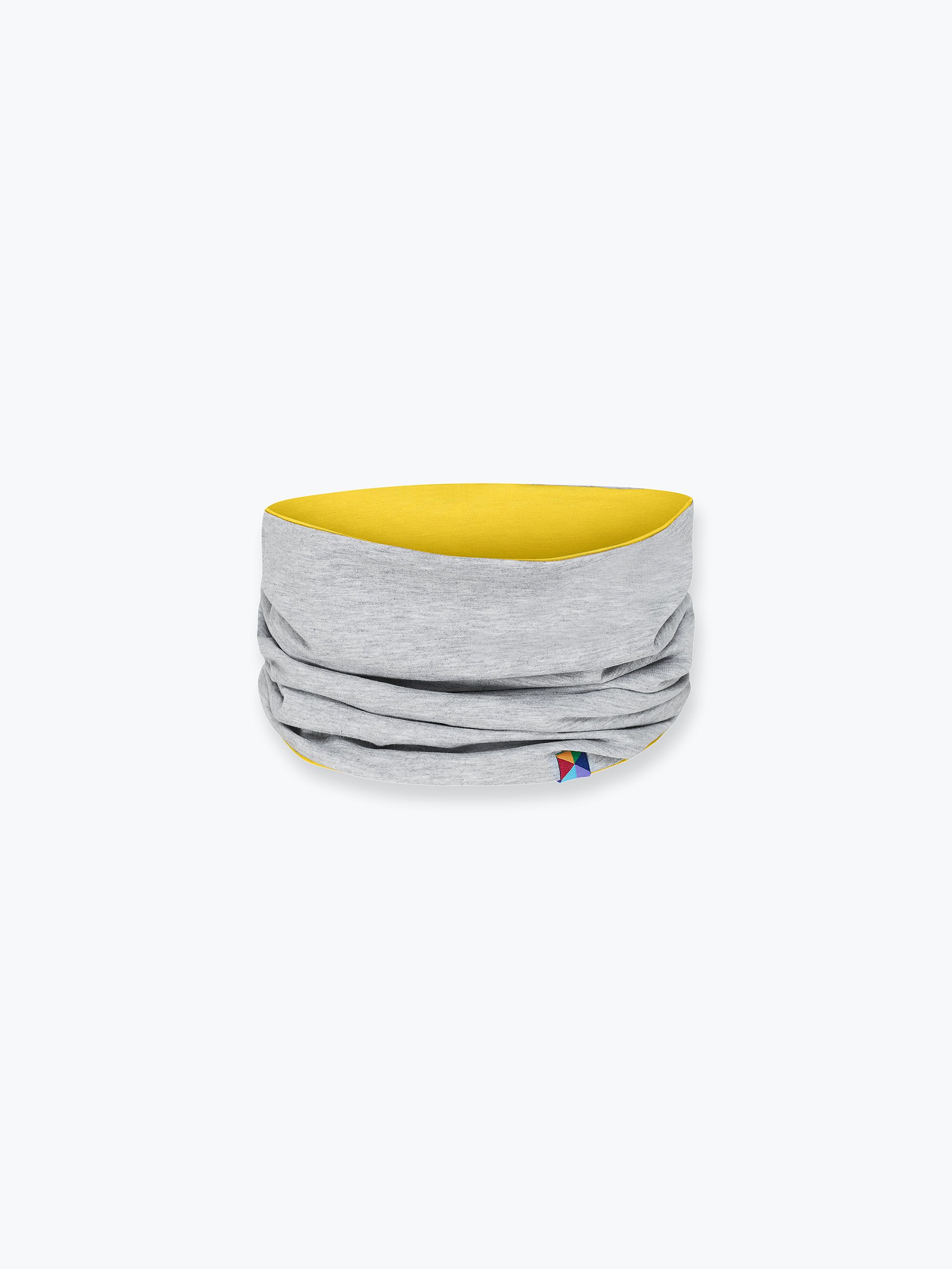 Yellow - grey reversible neck warmer Junior