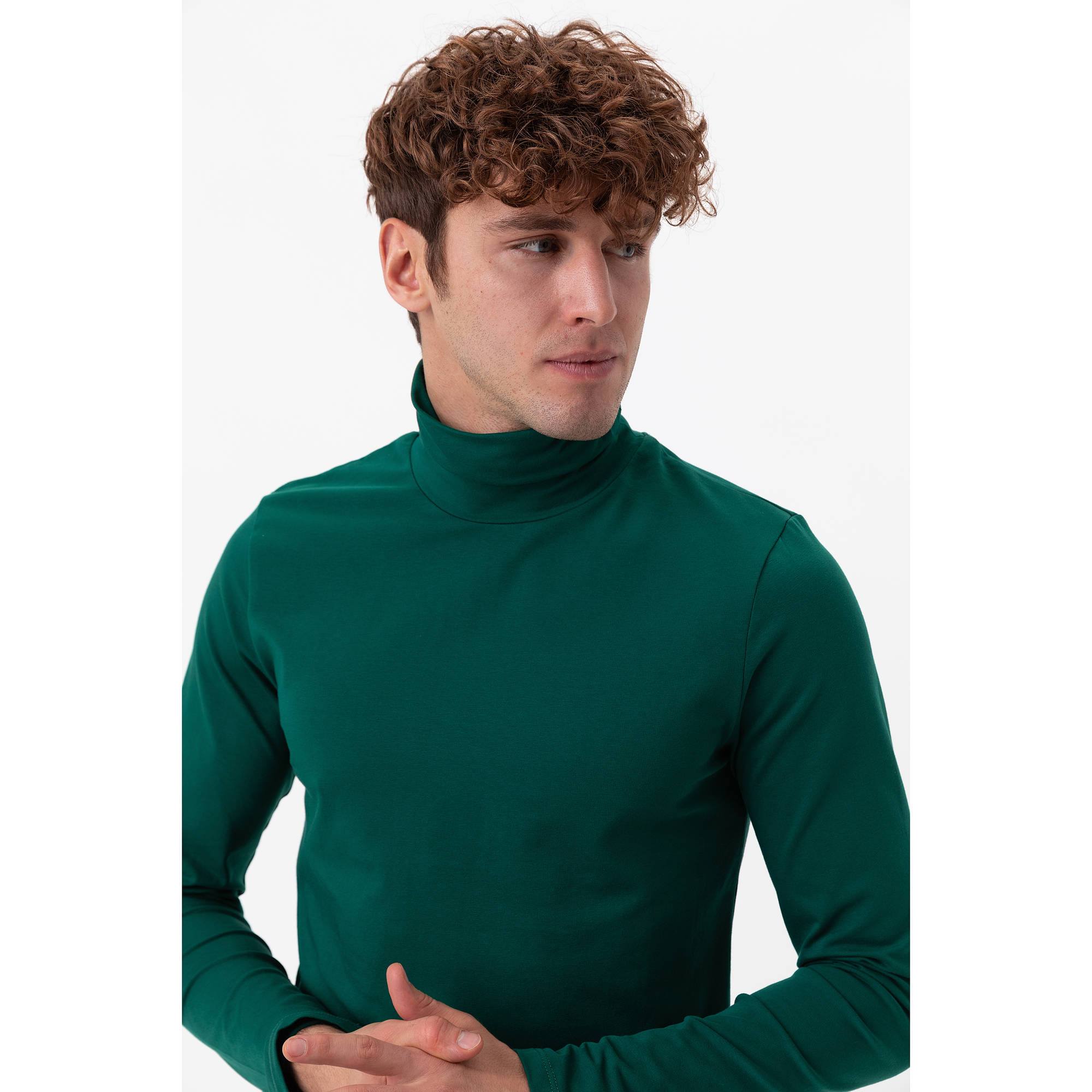 Bottle-green turtleneck Men