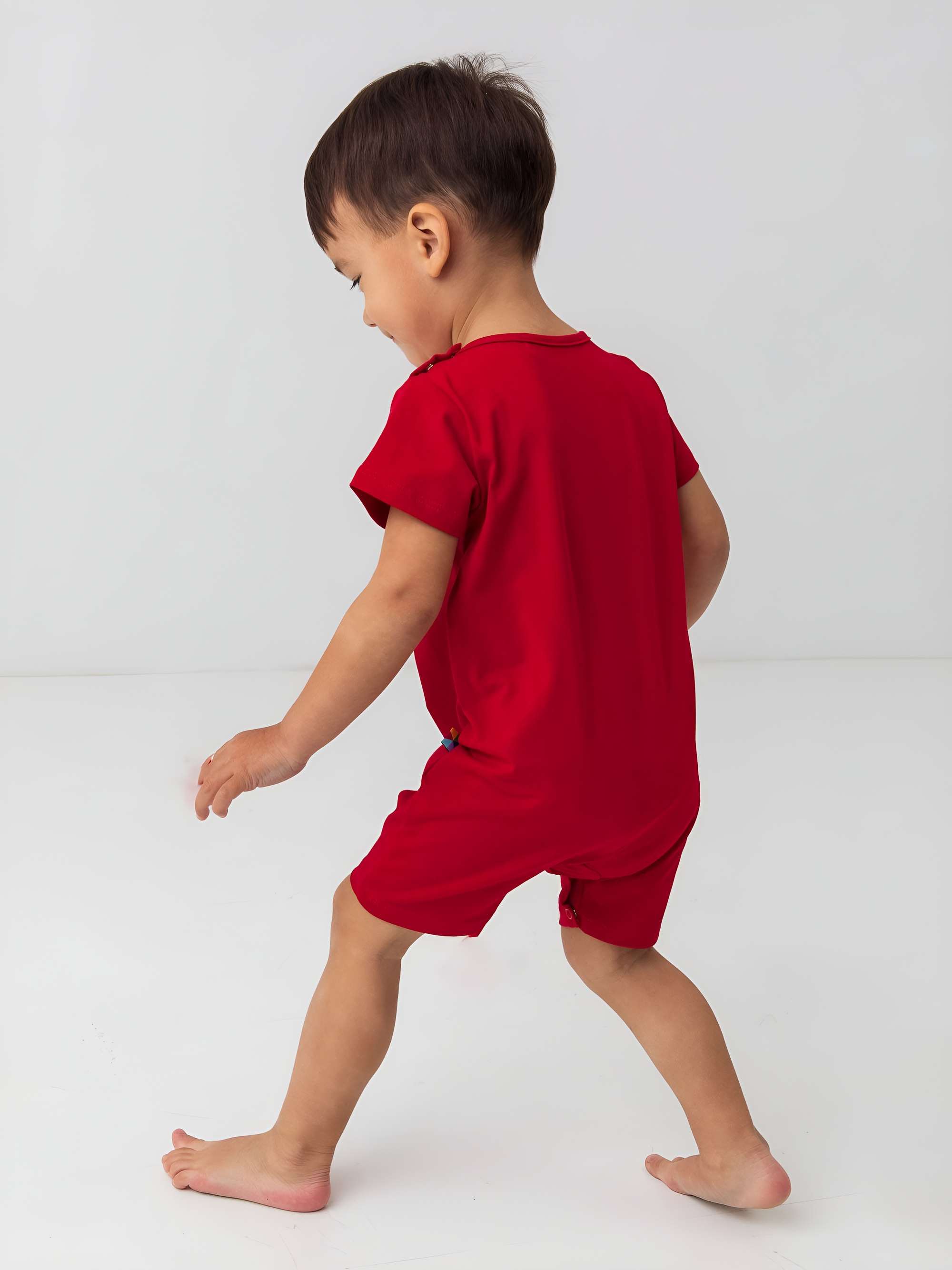 Red short sleeve romper