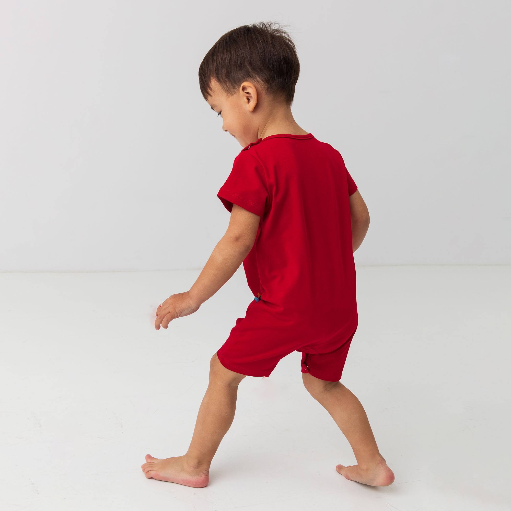 Red short sleeve romper