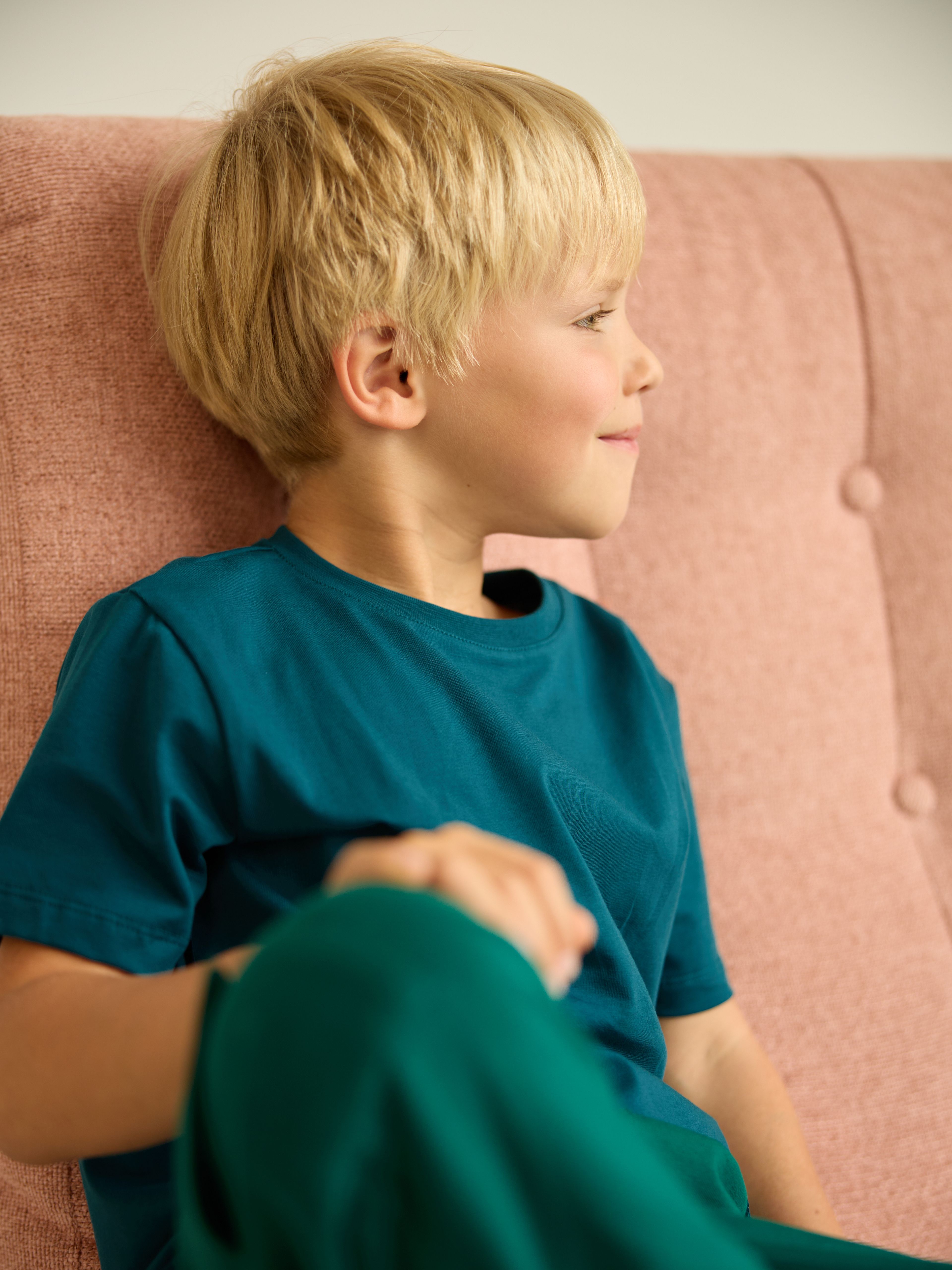 Sea green Ribbed Trim T-Shirt Junior