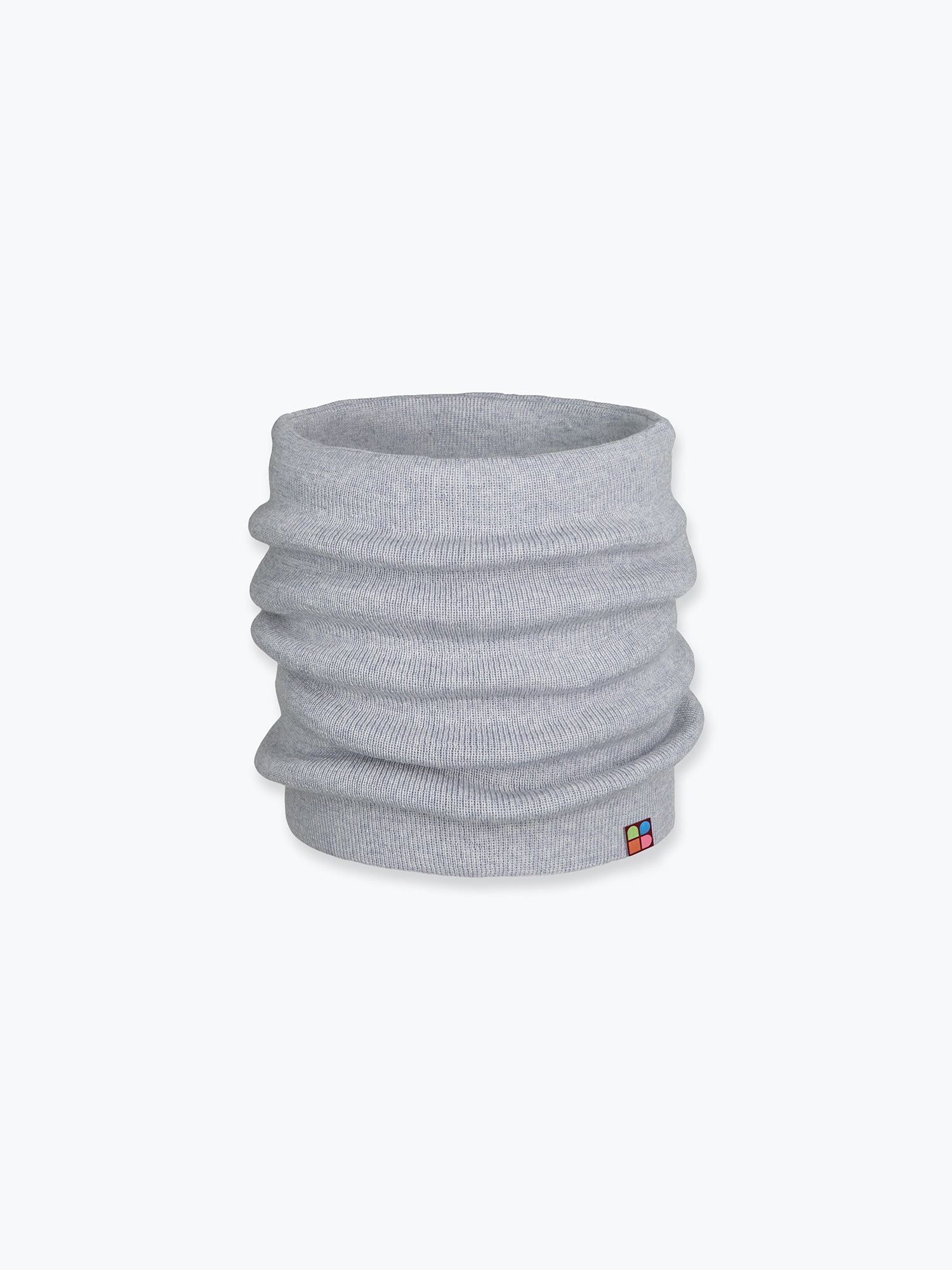 Grey melange fine knit merino wool neck warmer