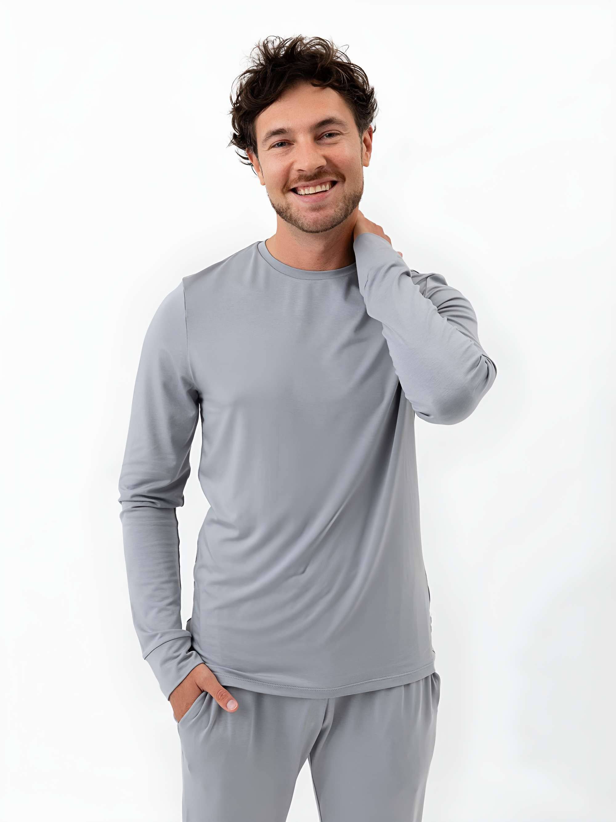 Grey long sleeve pajama top Men