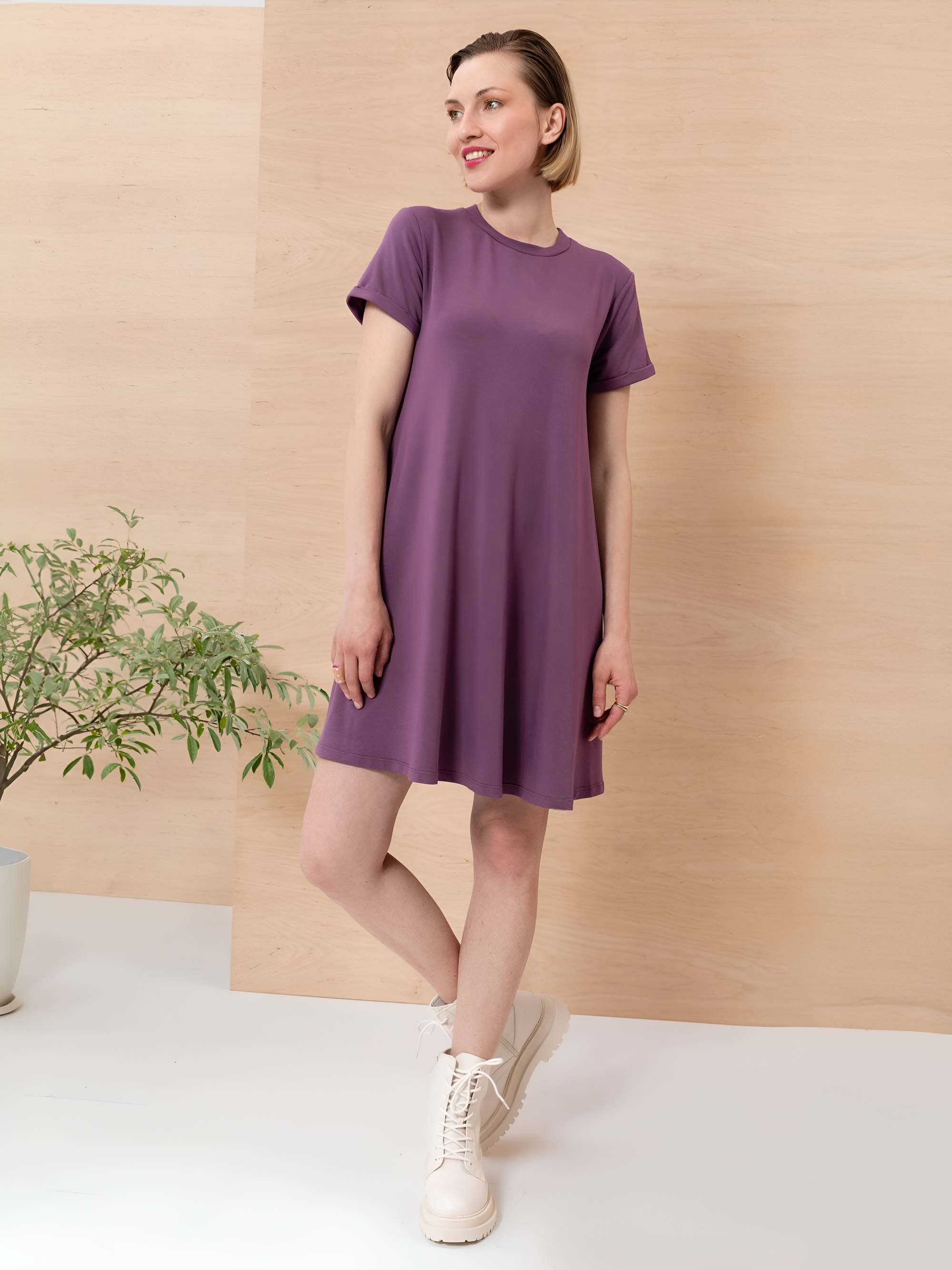 Plum trapeze dress Women