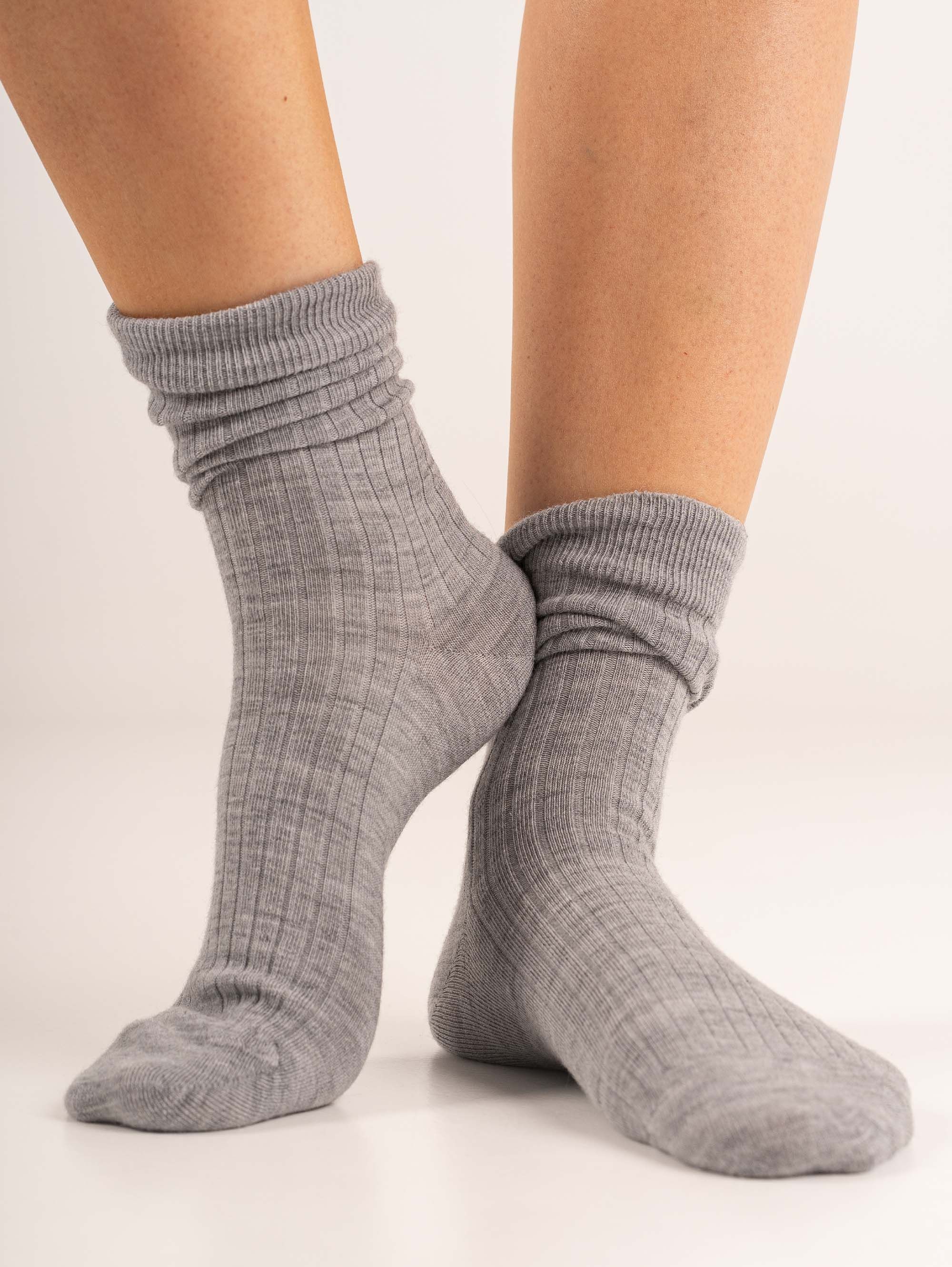 Grey melange Merino Wool Socks Unisex