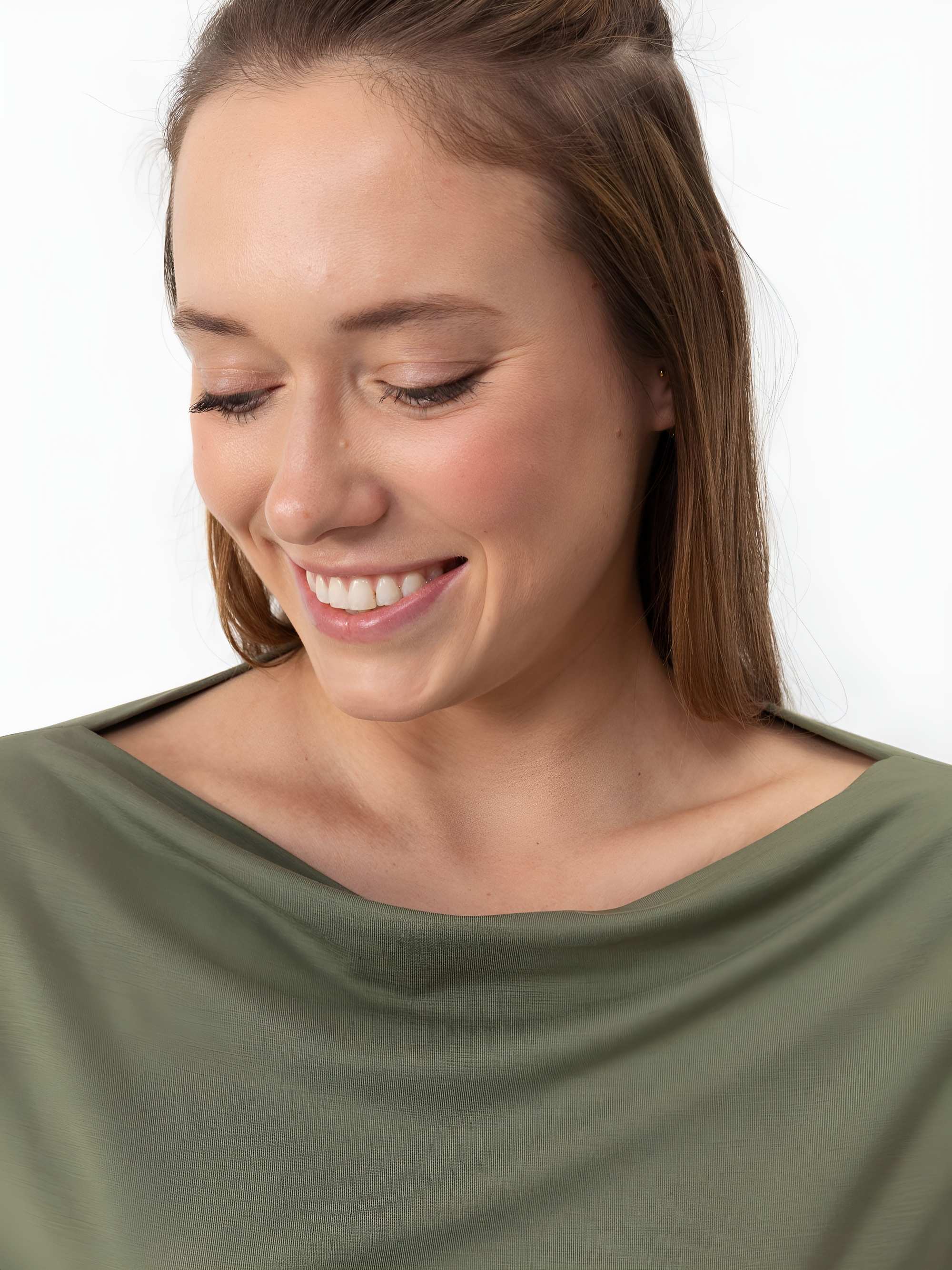 Olive boat-neck blouse Women