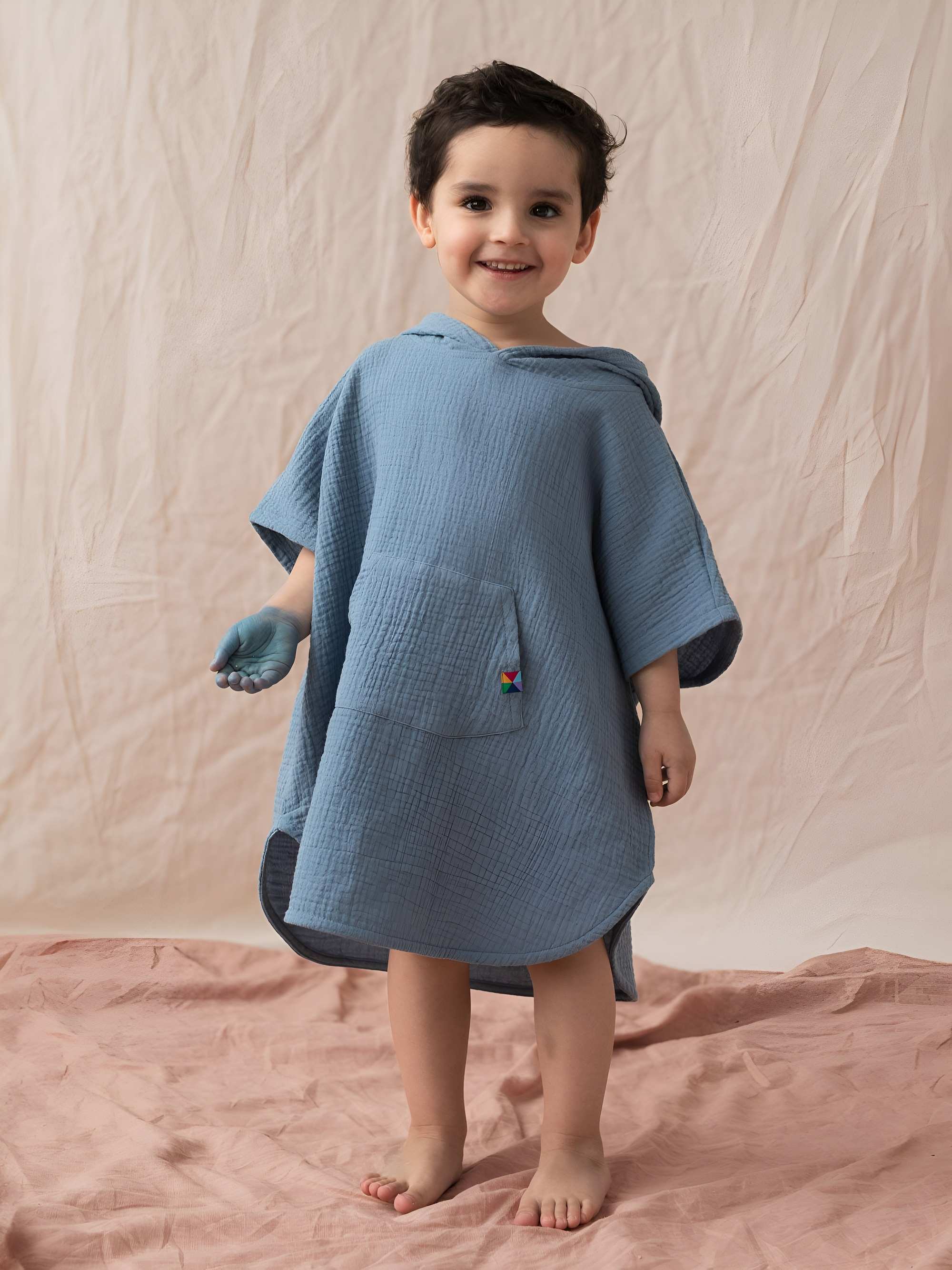 Sky blue muslin poncho