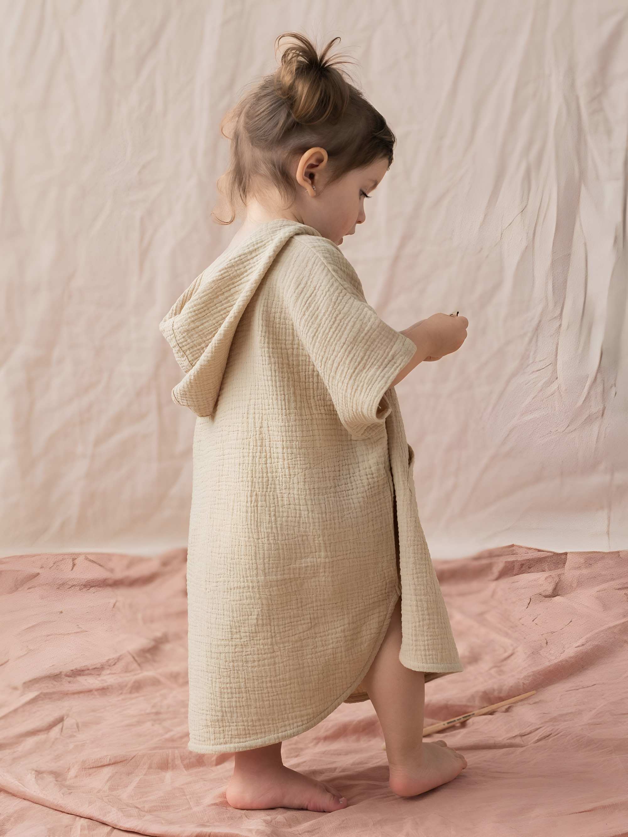 Beige muslin poncho