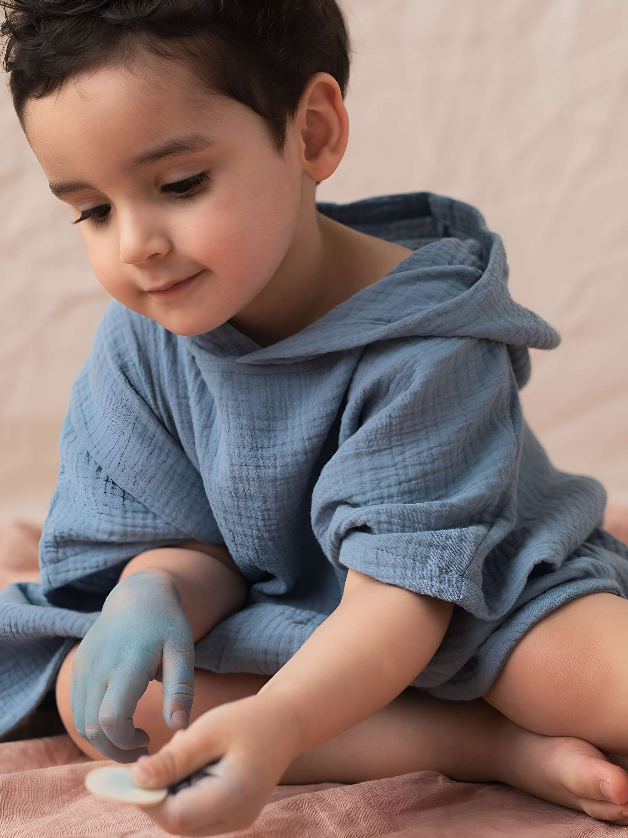 Sky blue muslin poncho