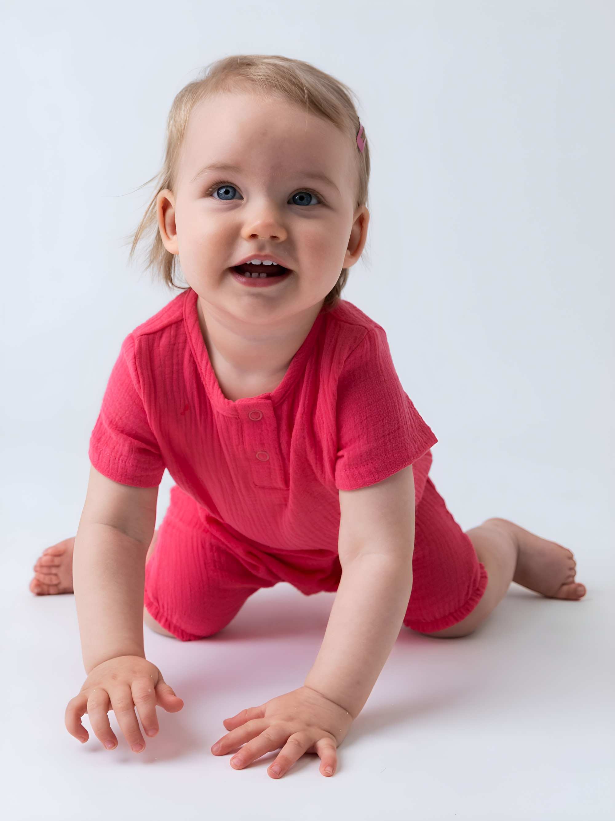 Coral muslin romper Baby
