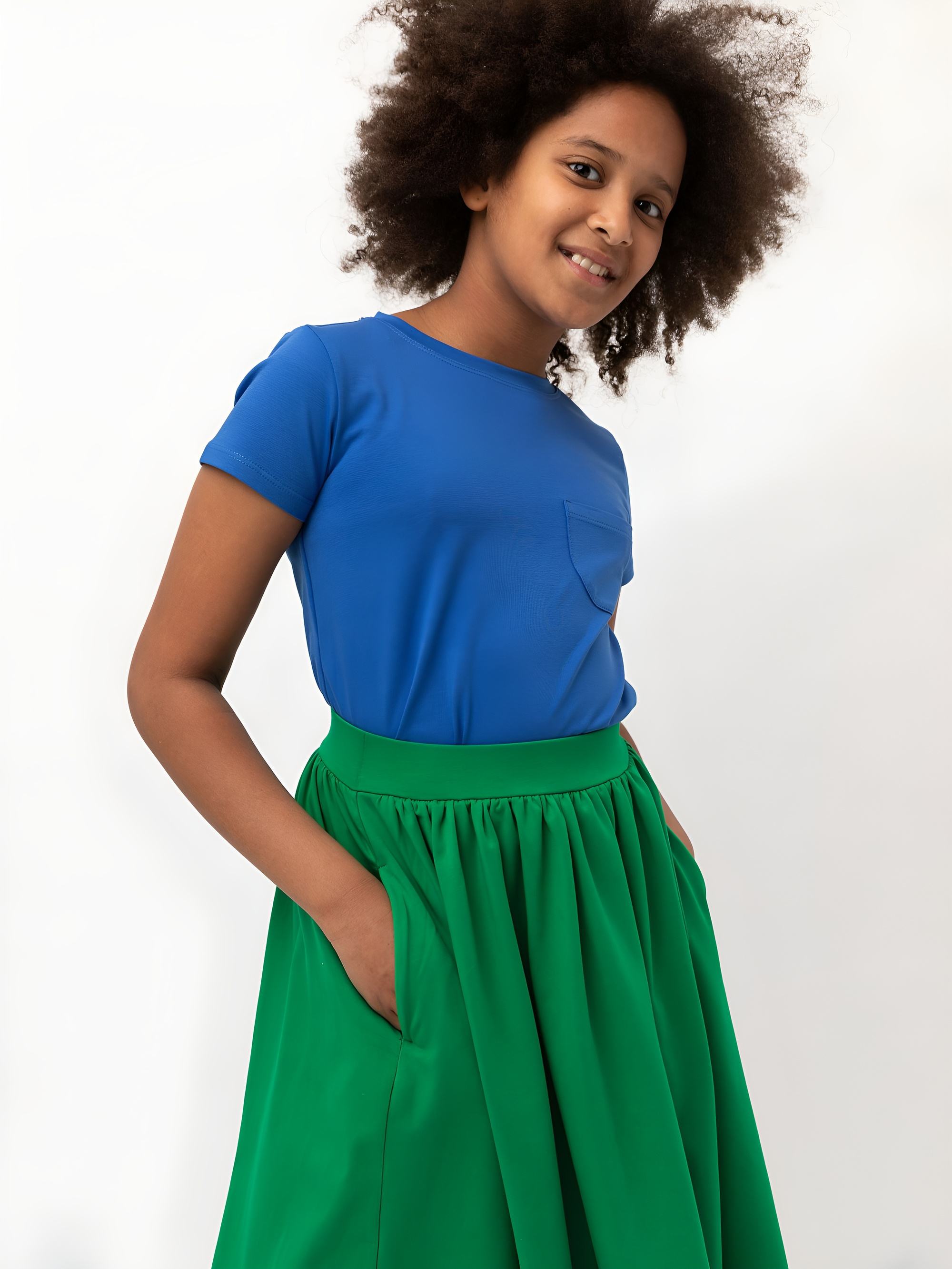 Zielona spódnica midi z kieszeniami Junior