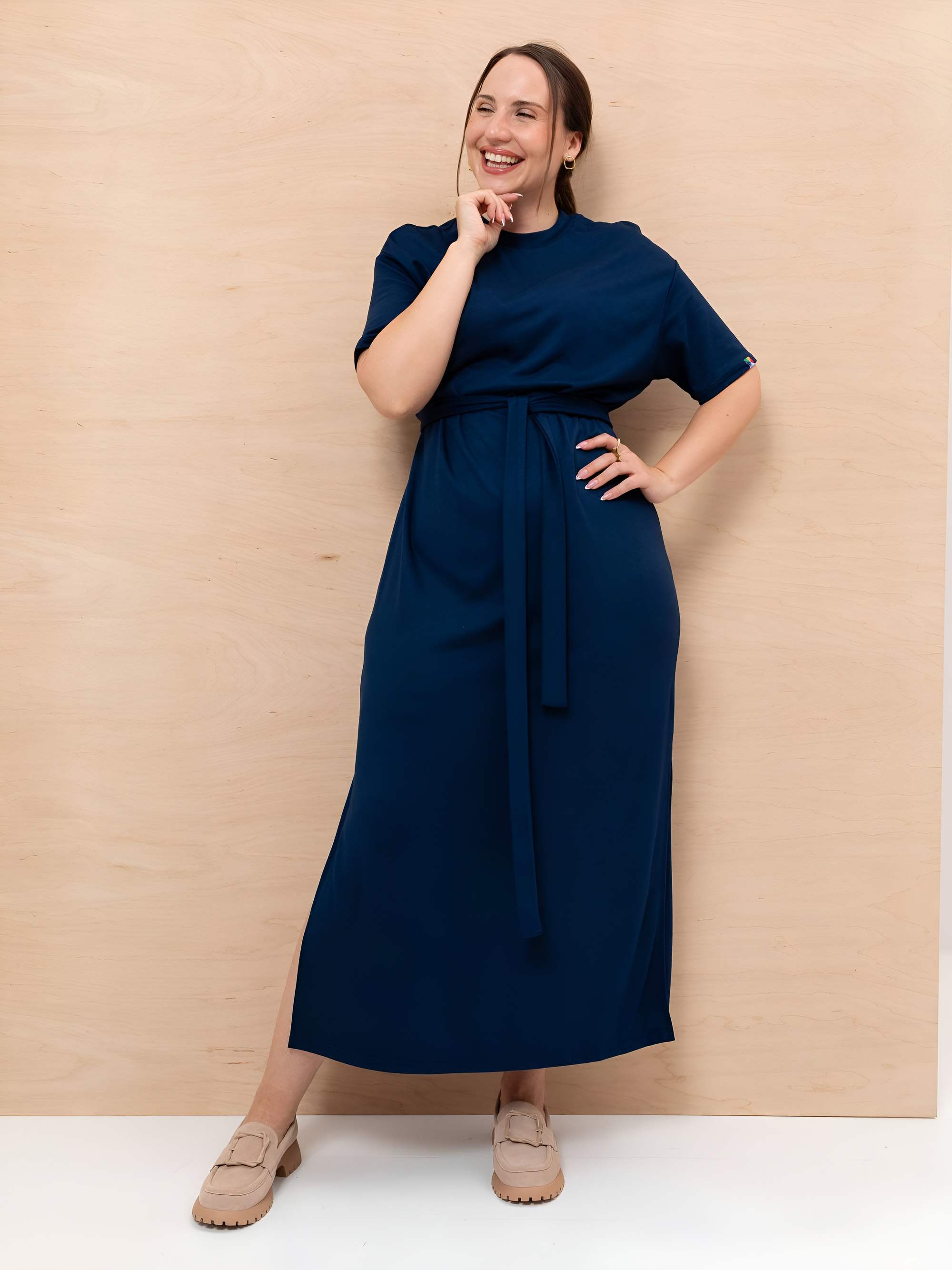 Navy blue dress with slits Women