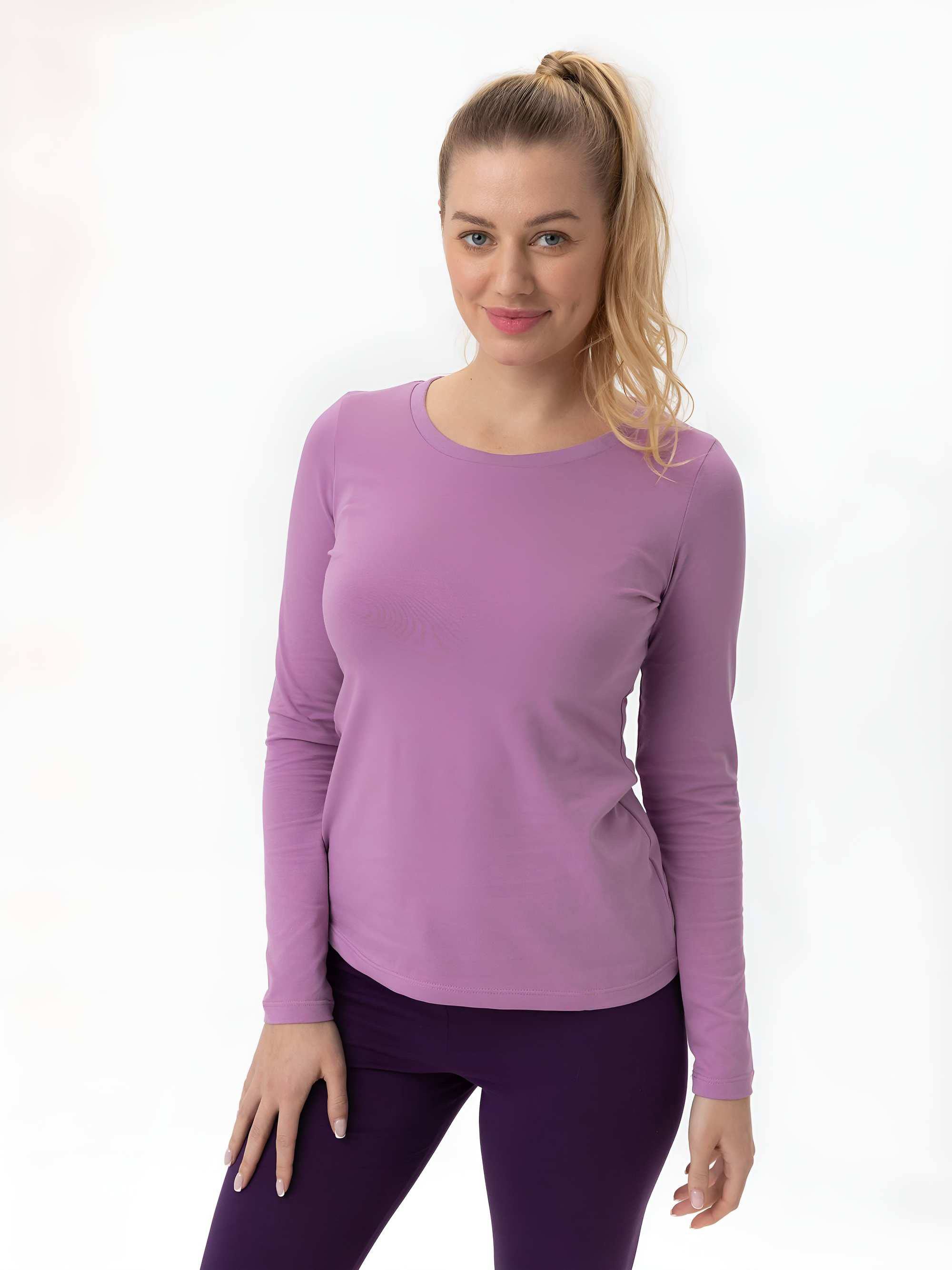 Light purple round neck T-shirt Women