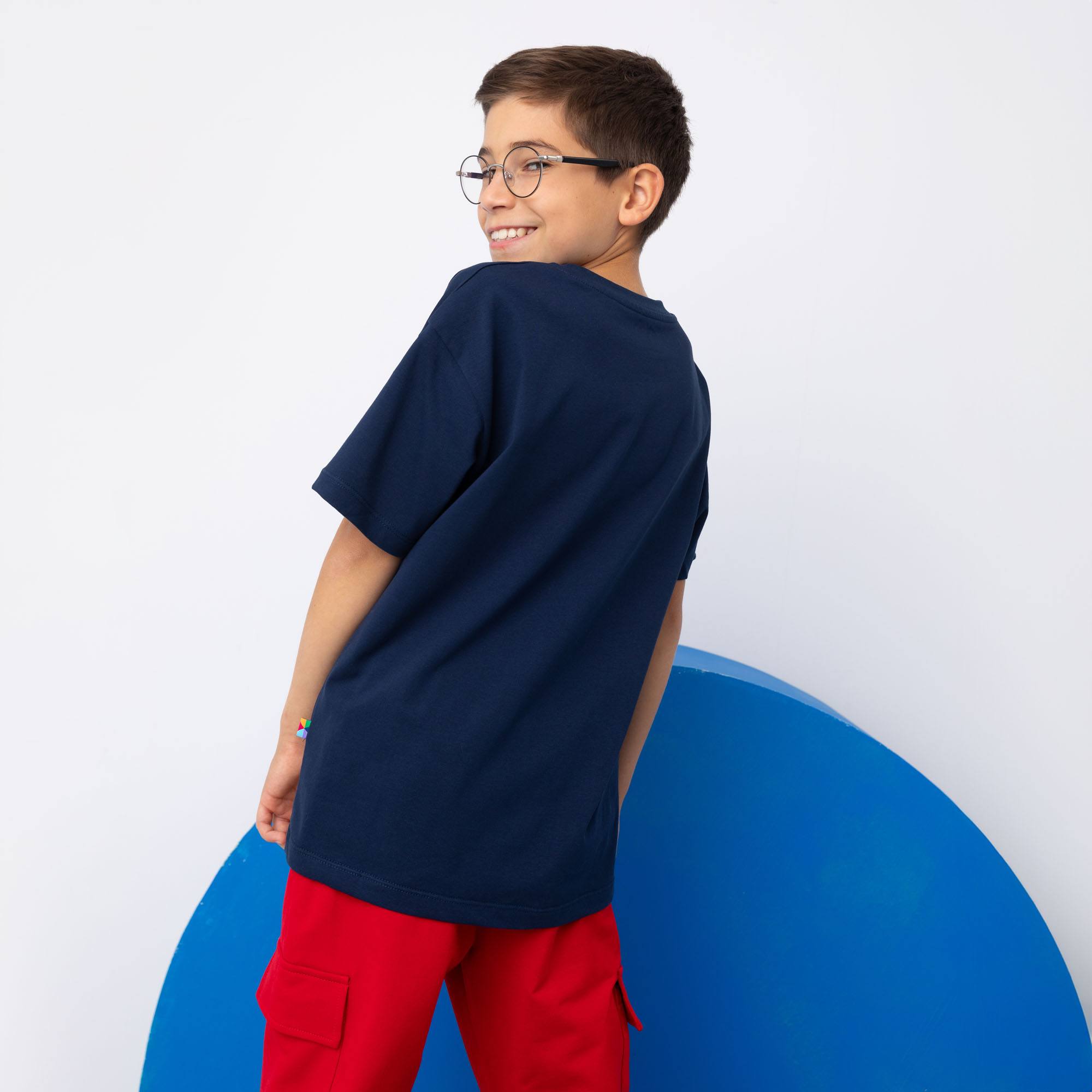 Granatowy T-shirt oversize Junior