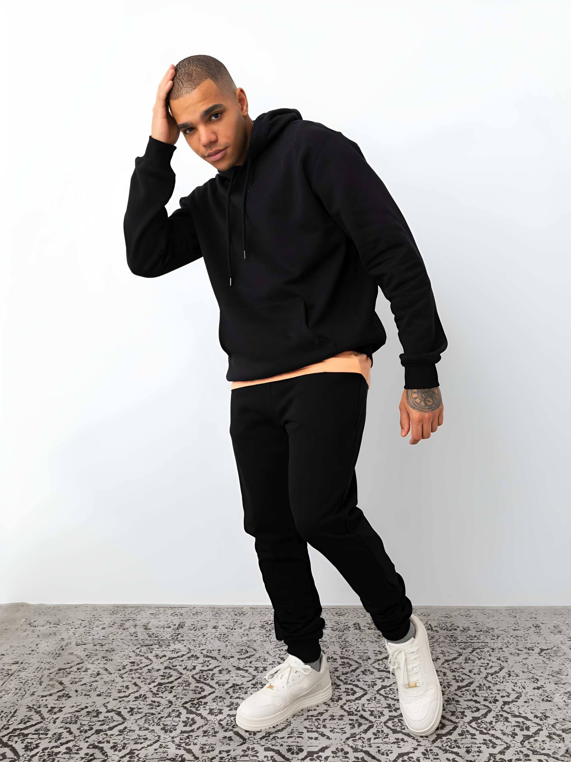 Black ribbed sweatpants Men
