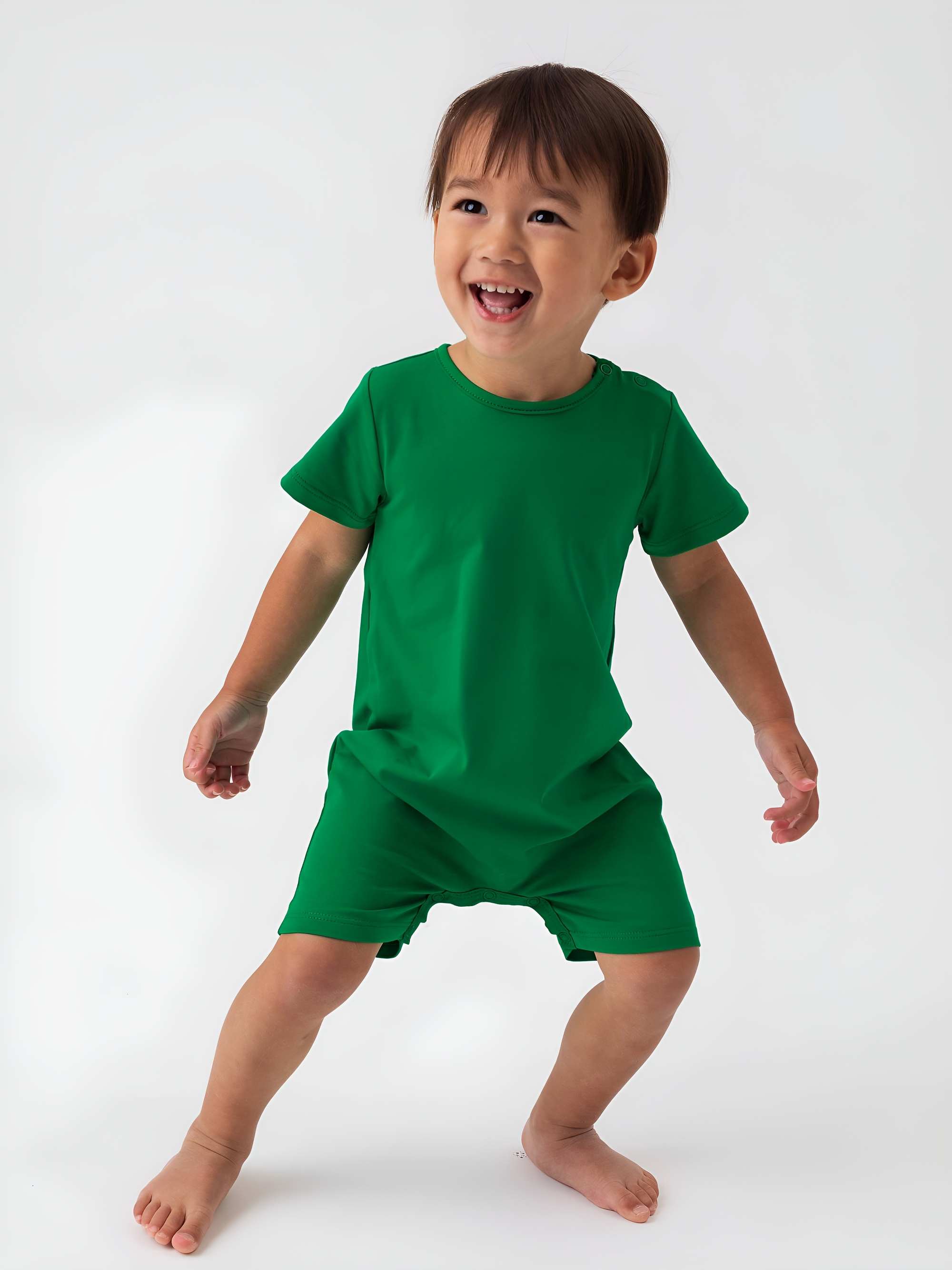 Green short sleeve romper