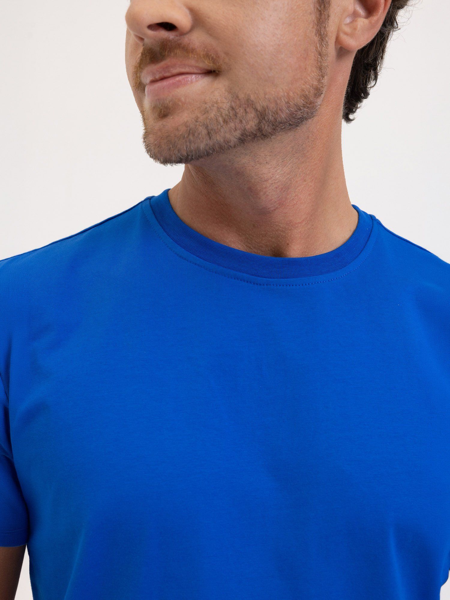Blue ribbed T-shirt Men