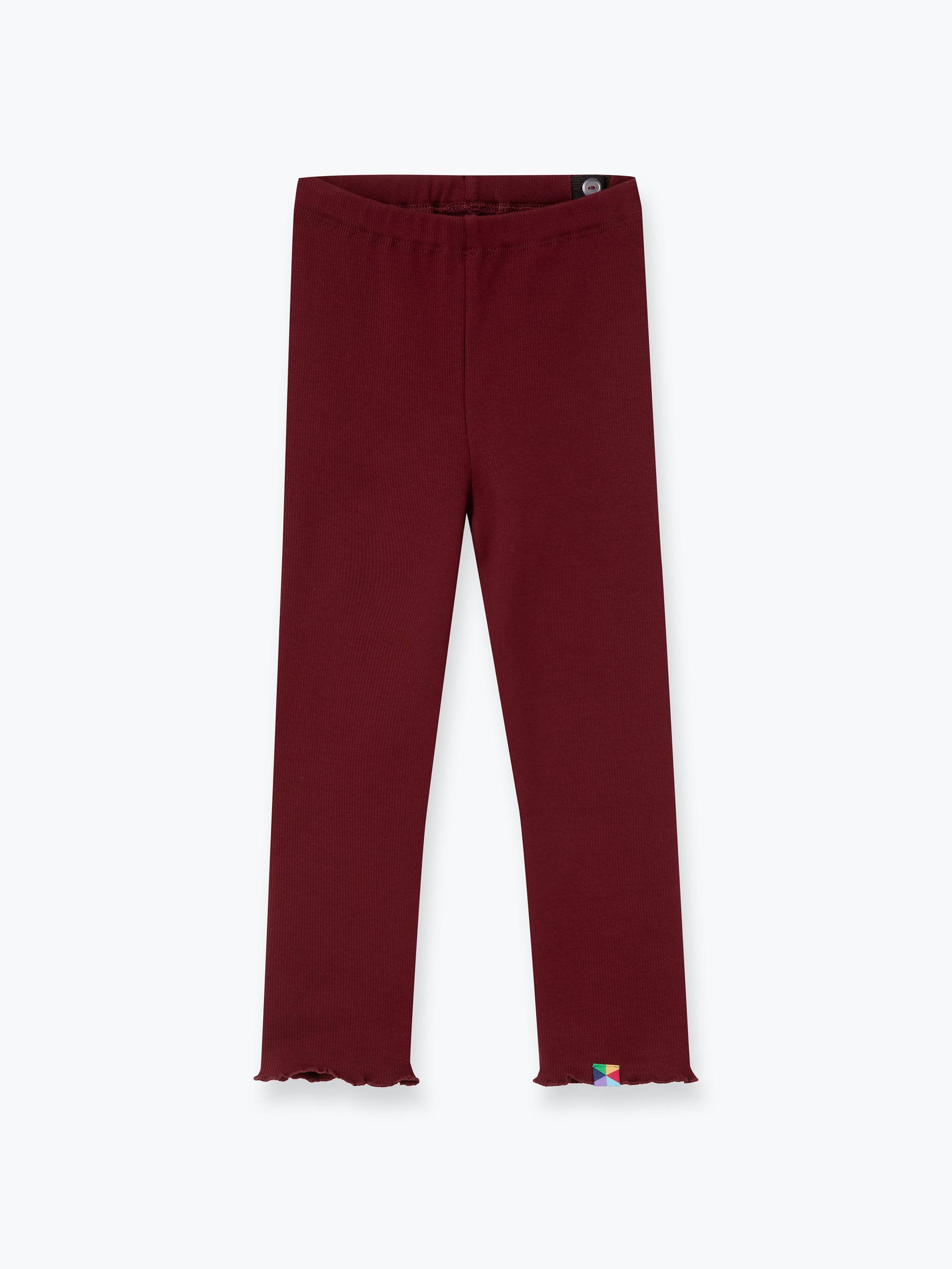 Bordowe legginsy prążkowane