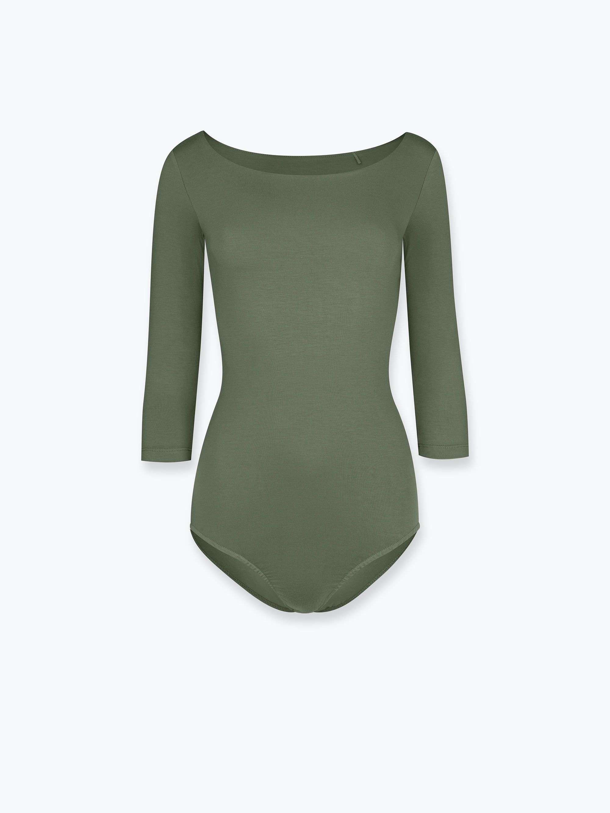 Oliwkowe body z rękawem 3/4 damskie