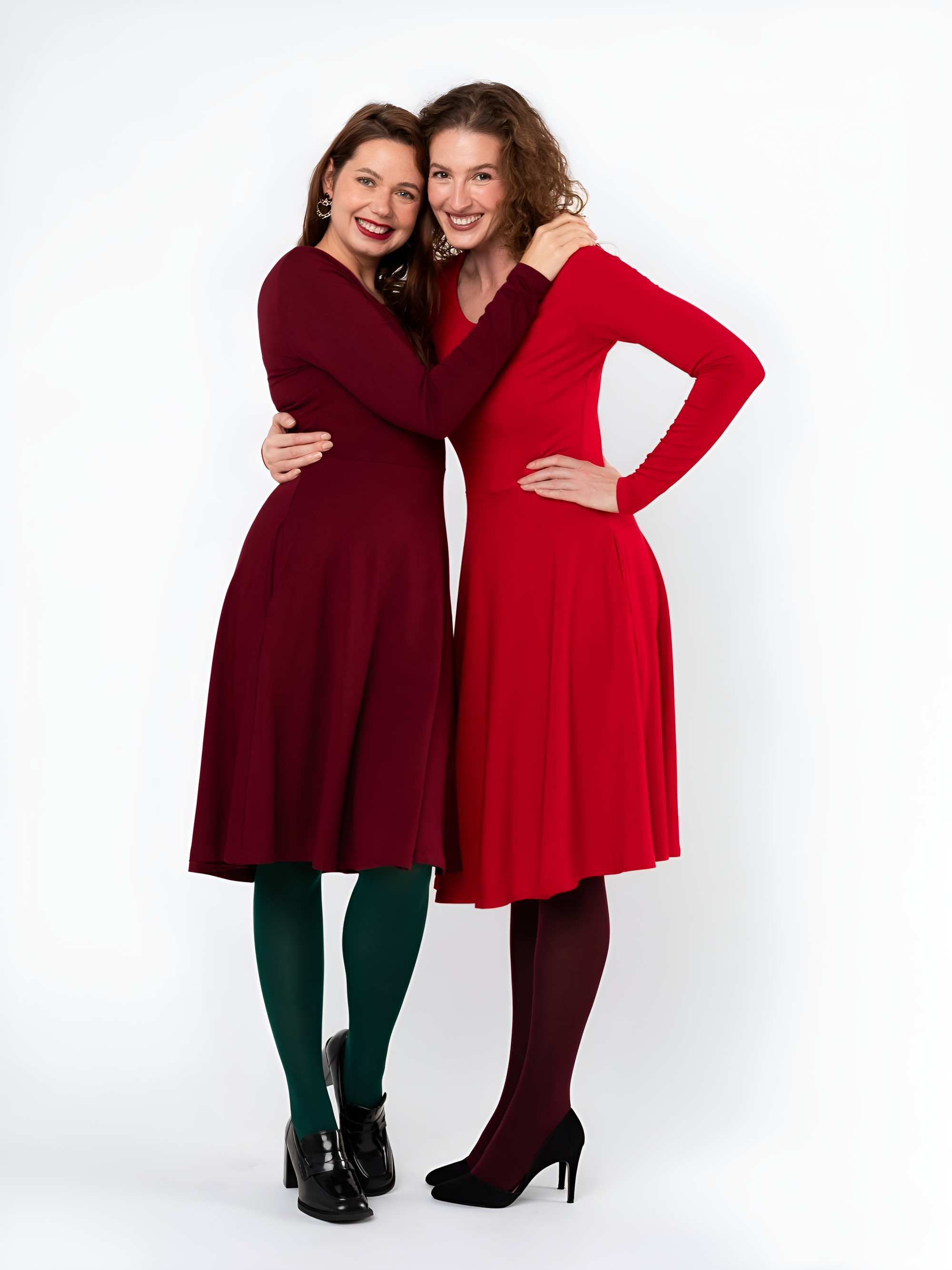 Burgundy long sleeve dress Women