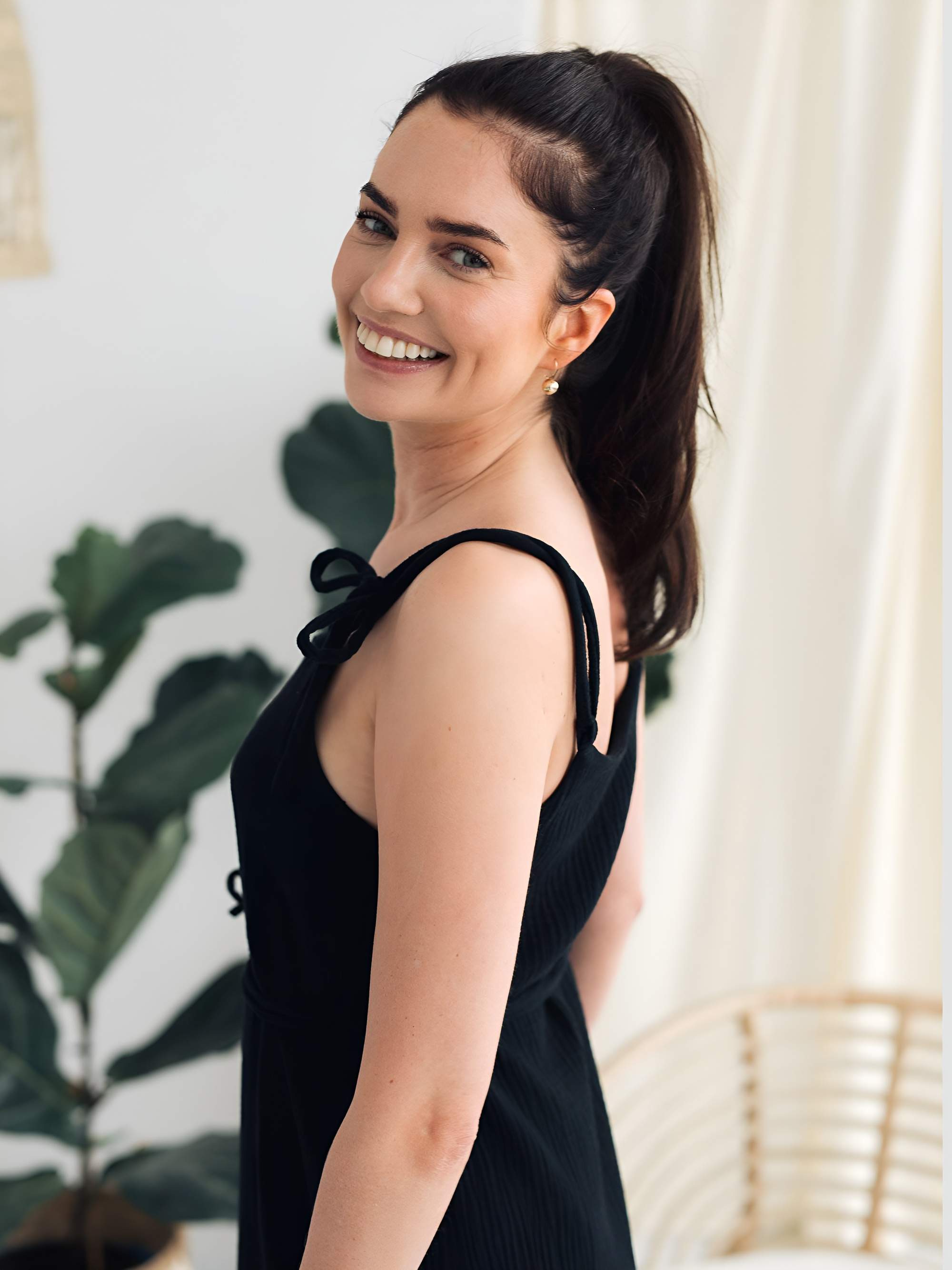 Black muslin strappy dress Women
